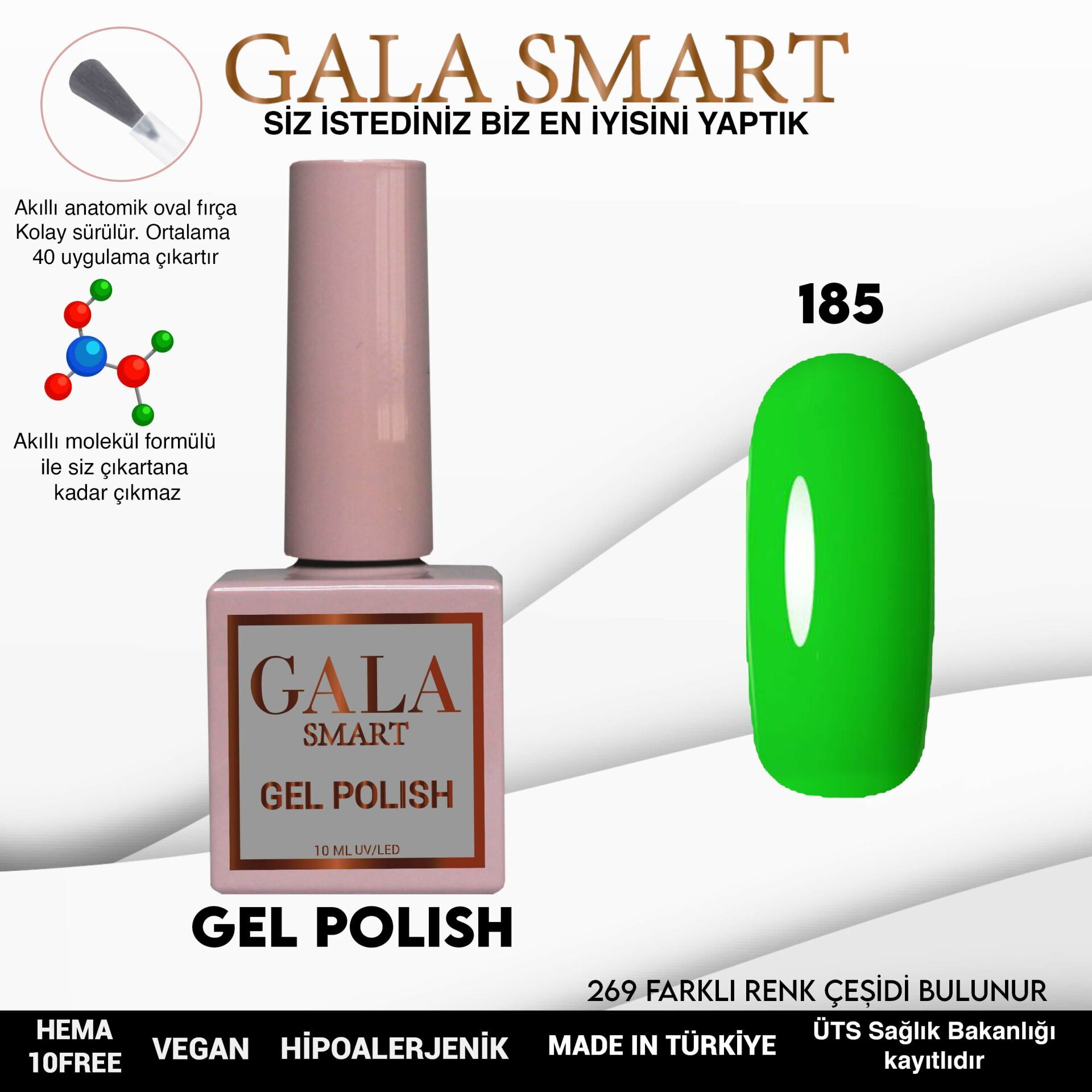 Gala smart classic kalıcı oje 10 mle no:185