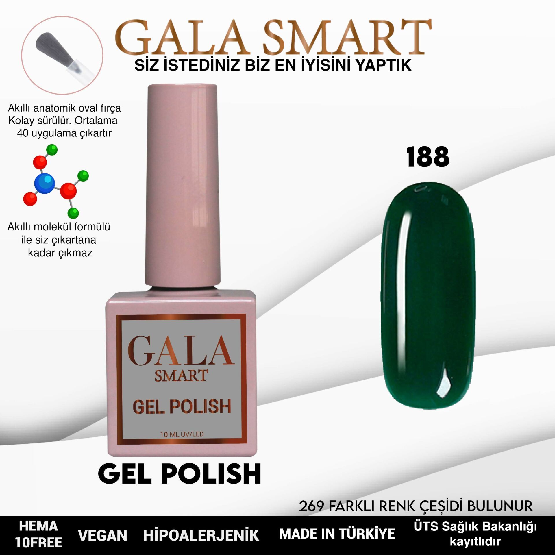 Gala smart classic kalıcı oje 10 mle no:188