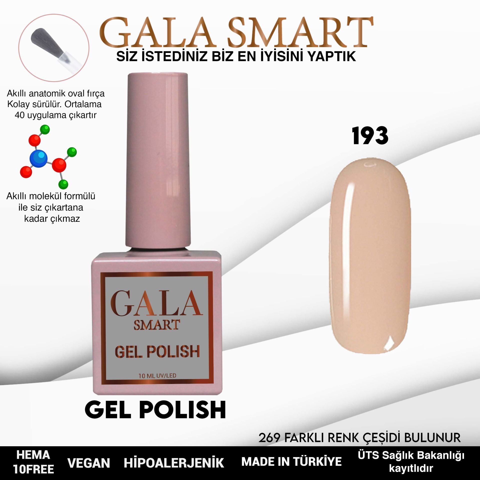 Gala smart classic kalıcı oje 10 mle no:193