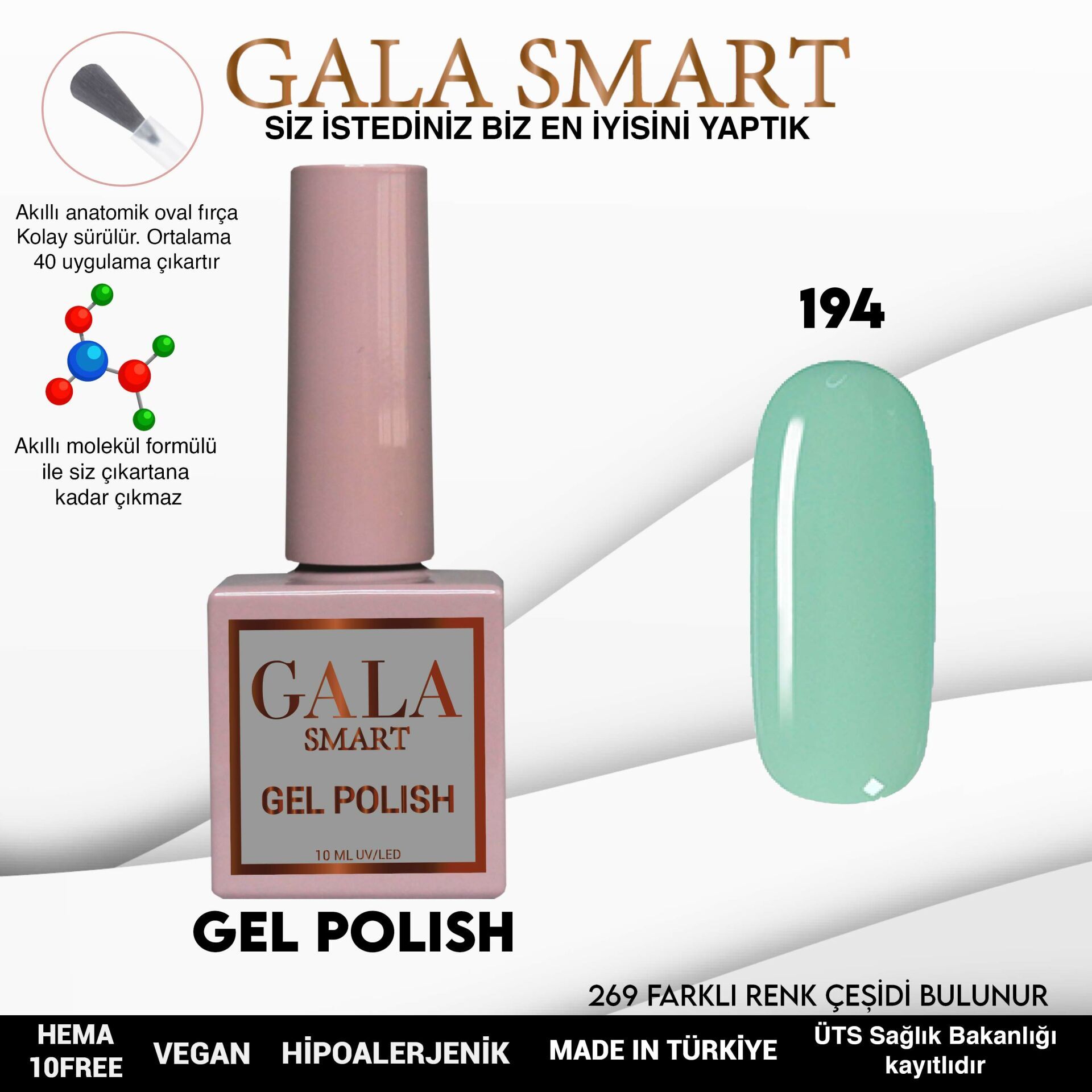 Gala smart classic kalıcı oje 10 mle no:194
