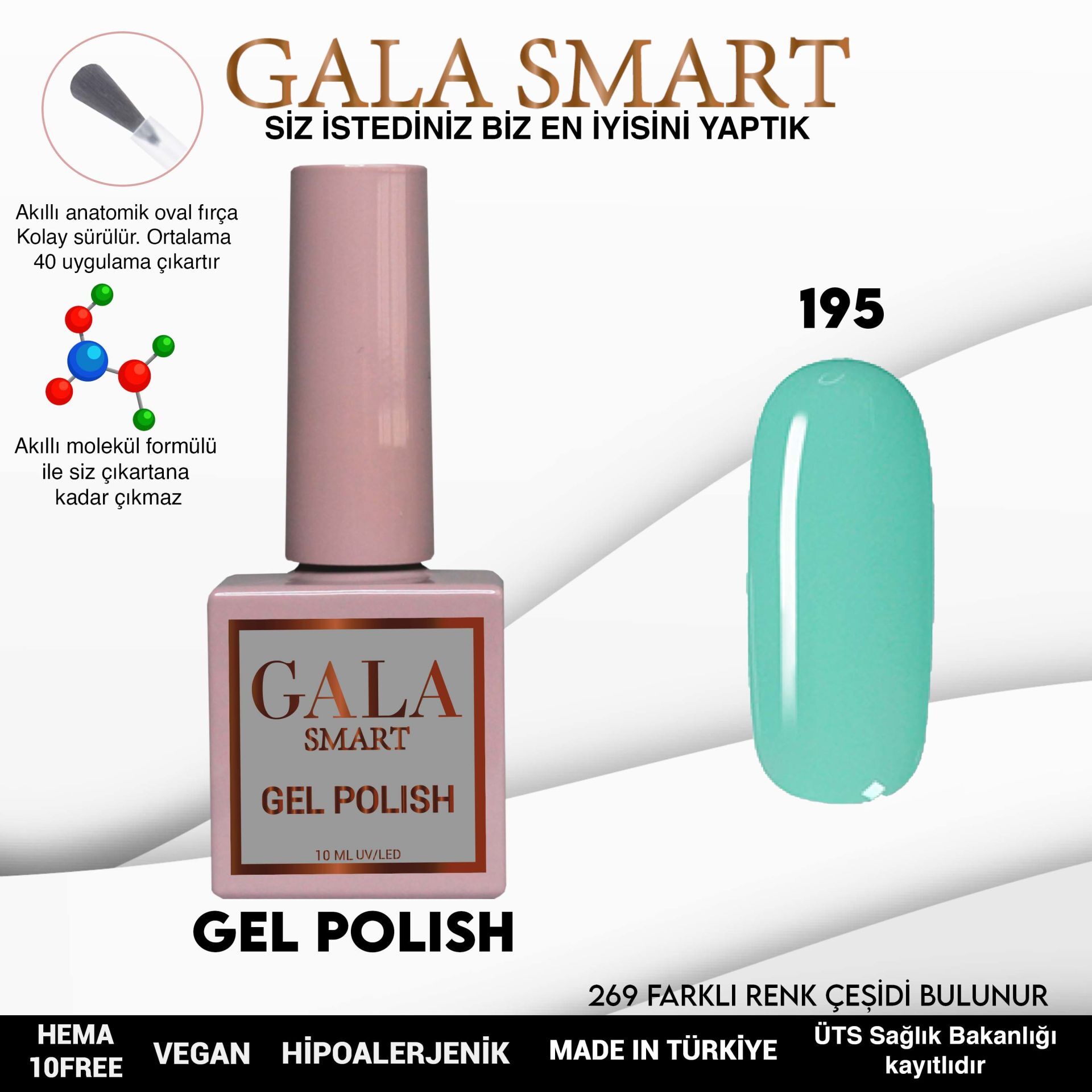 Gala smart classic kalıcı oje 10 mle no:195