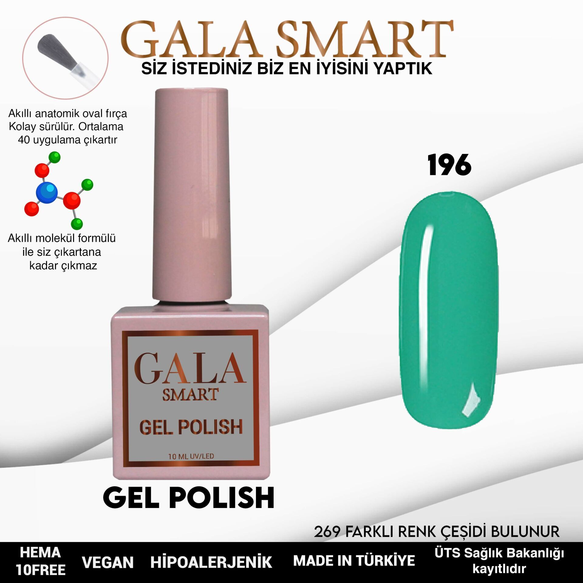 Gala smart classic kalıcı oje 10 mle no:196
