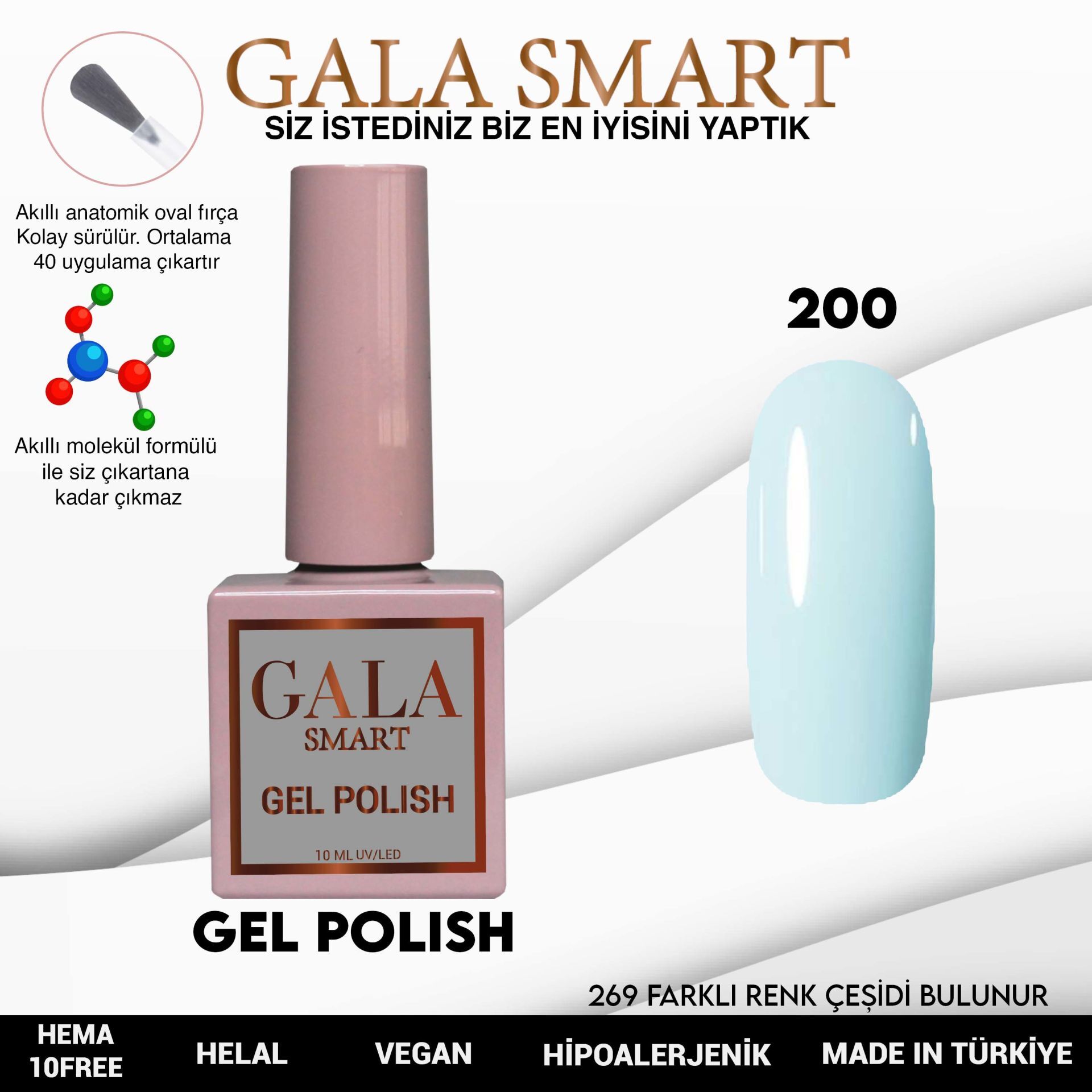 Gala smart classic kalıcı oje 10 mle no:200
