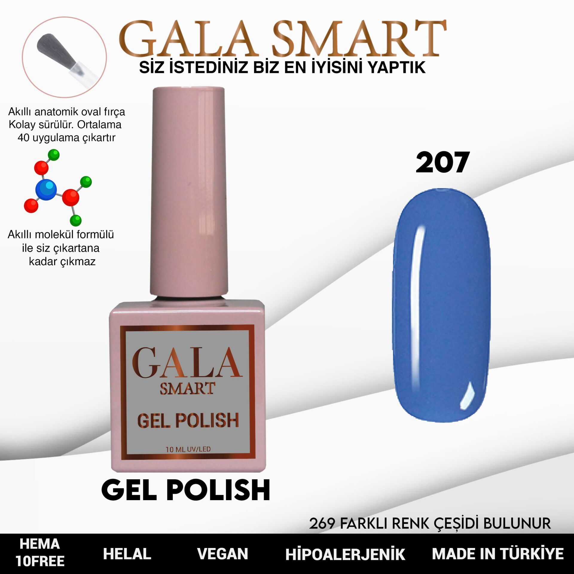 Gala smart classic kalıcı oje 10 mle no:207