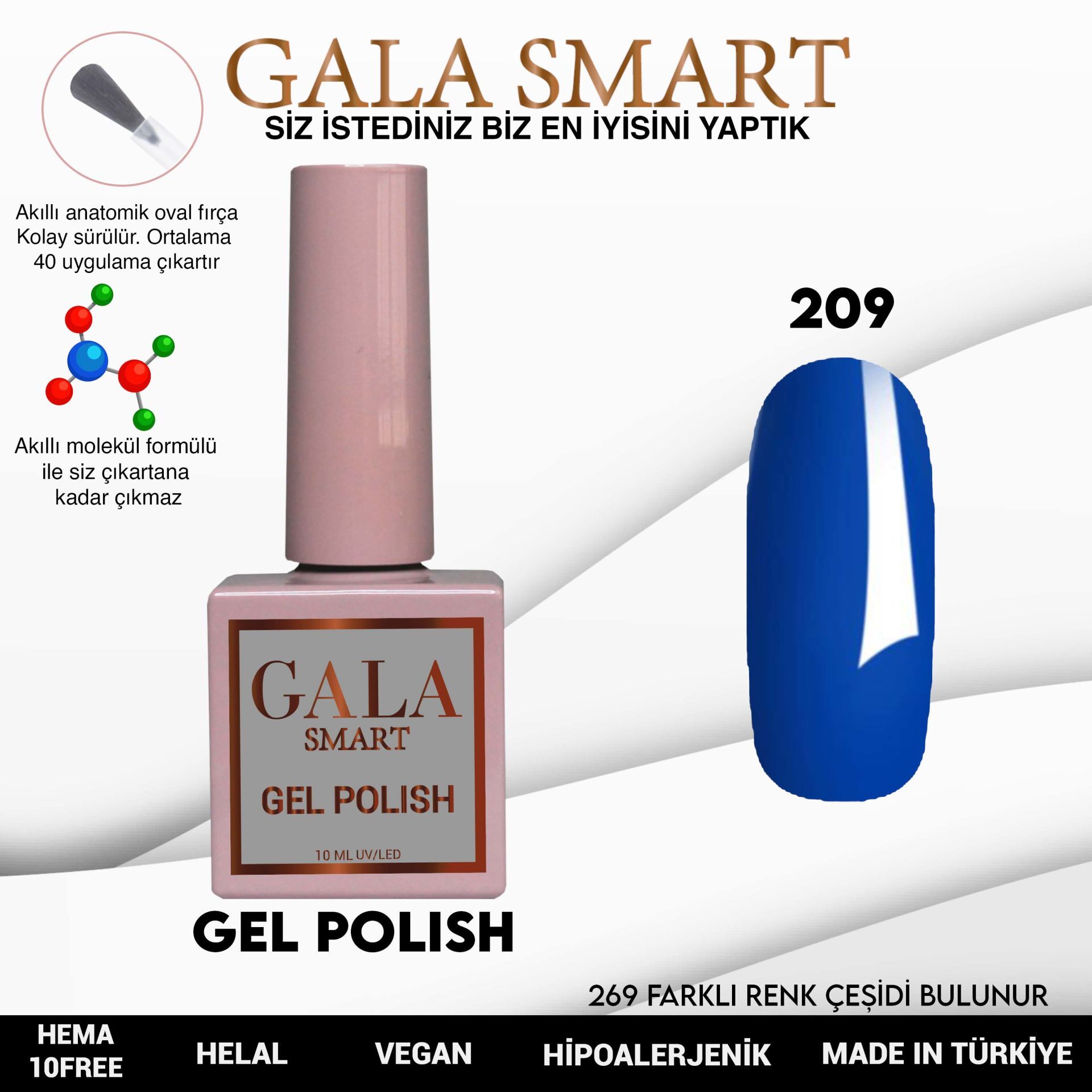 Gala smart classic kalıcı oje 10 mle no:209