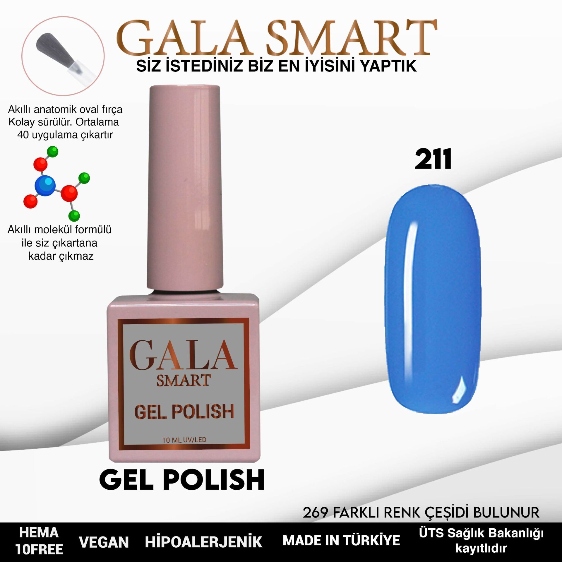 Gala smart classic kalıcı oje 10 mle no:211