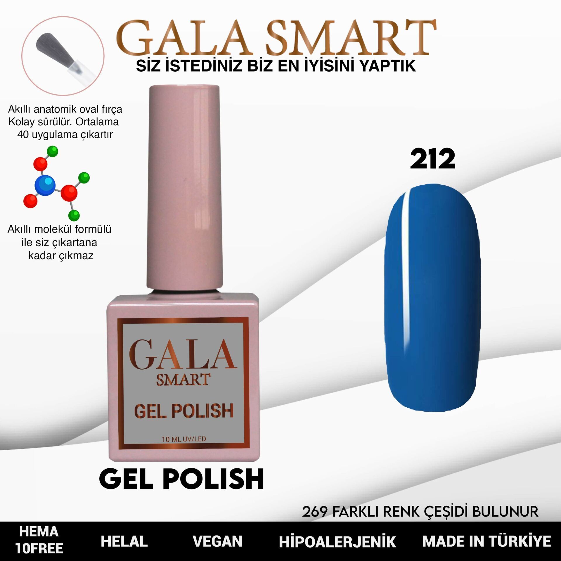 Gala smart classic kalıcı oje 10 mle no:212