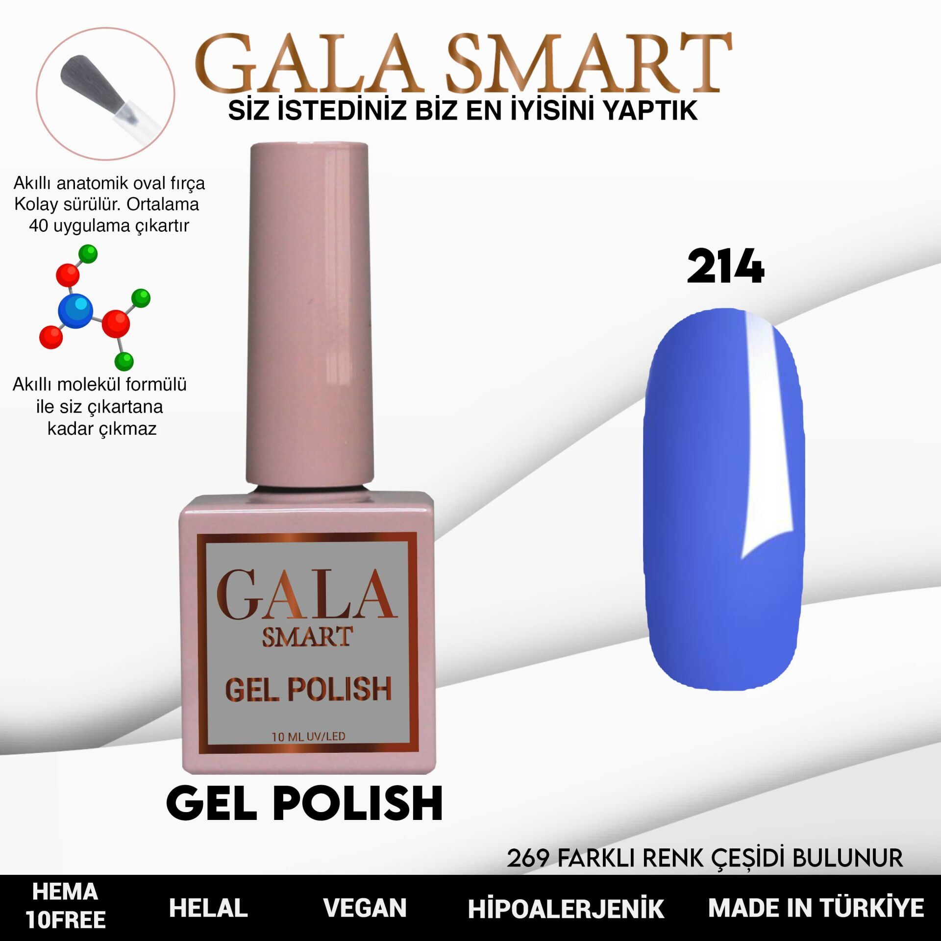 Gala smart classic kalıcı oje 10 mle no:214