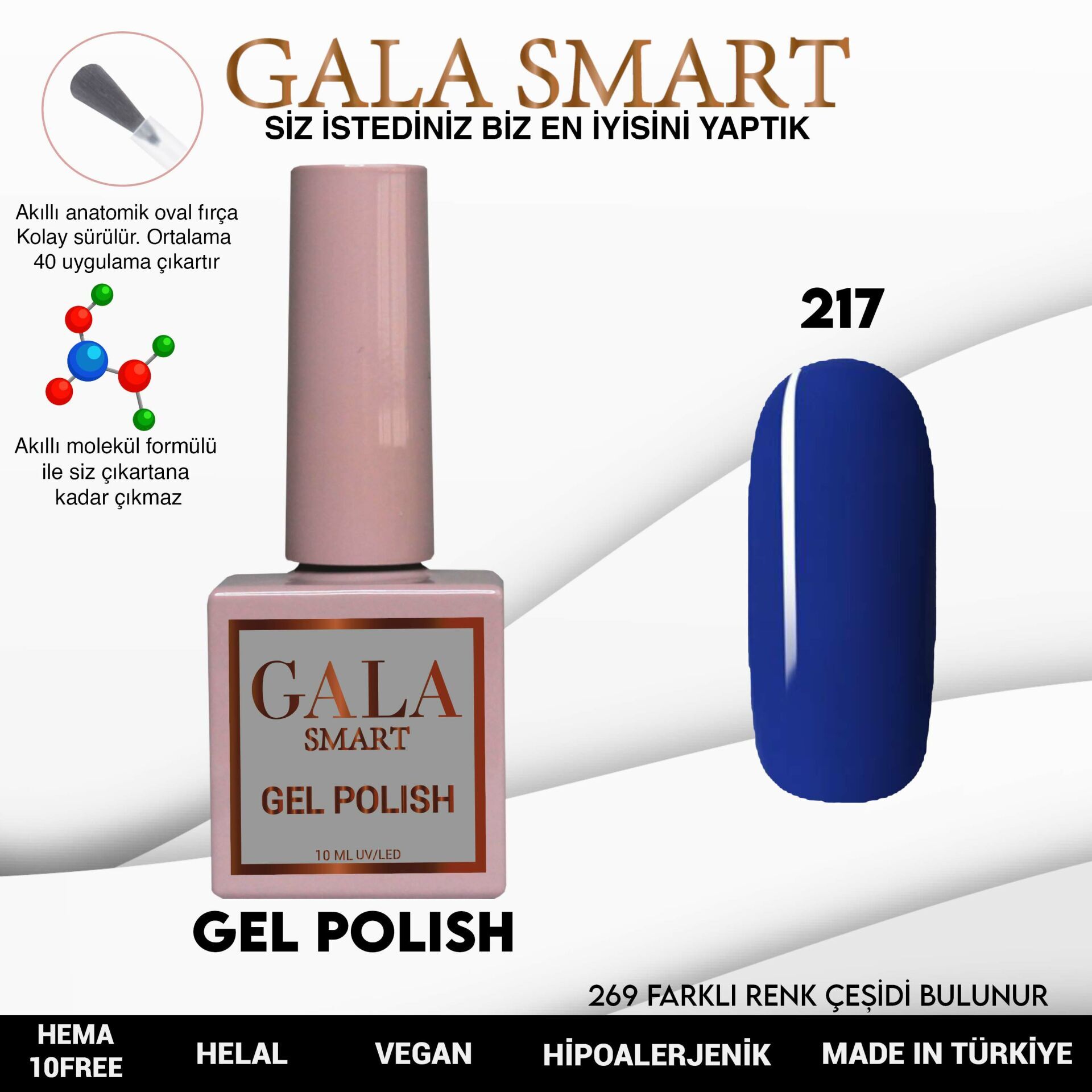 Gala smart classic kalıcı oje 10 mle no:217