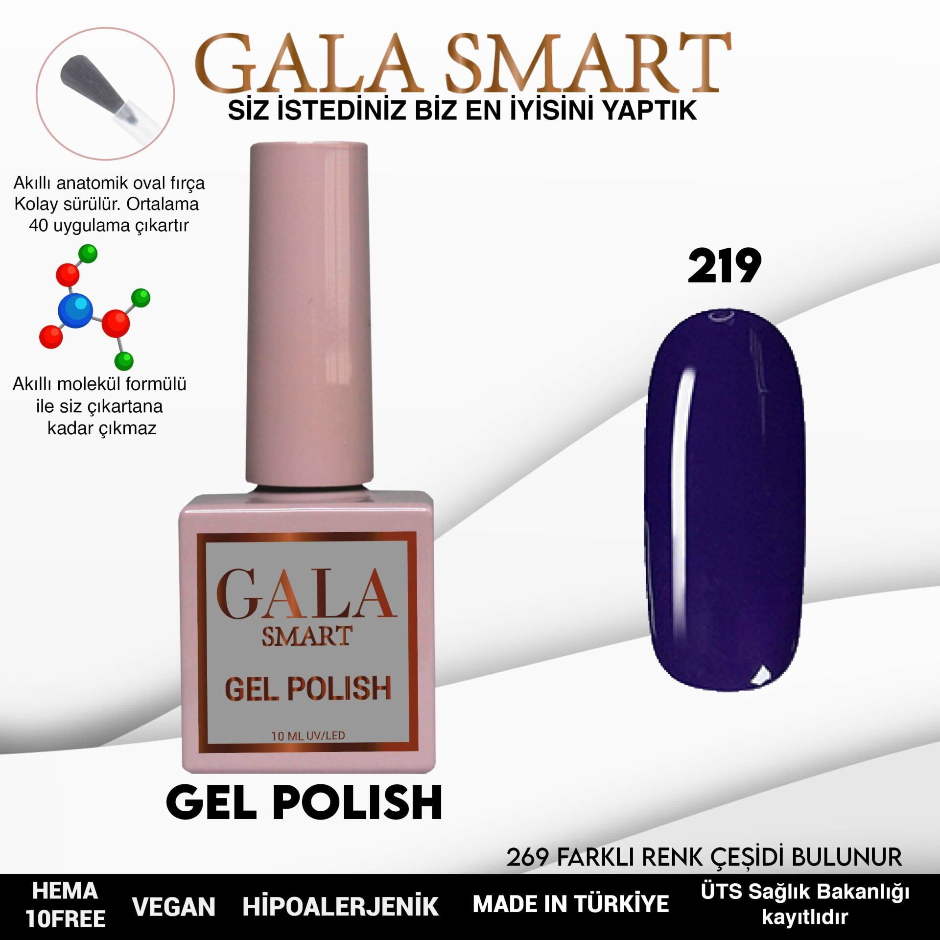 Gala smart classic kalıcı oje 10 mle no:219