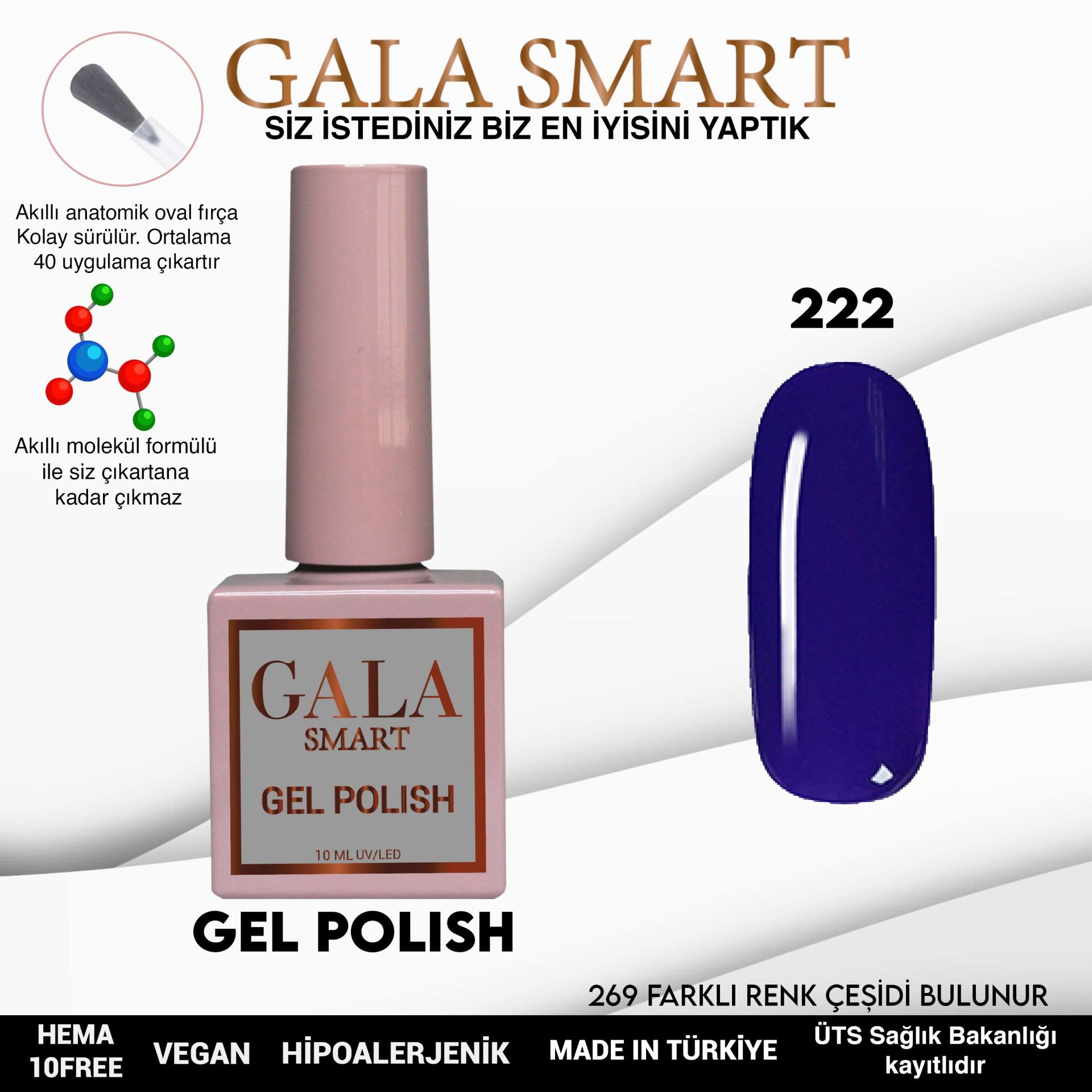 Gala smart classic kalıcı oje 10 mle no:222