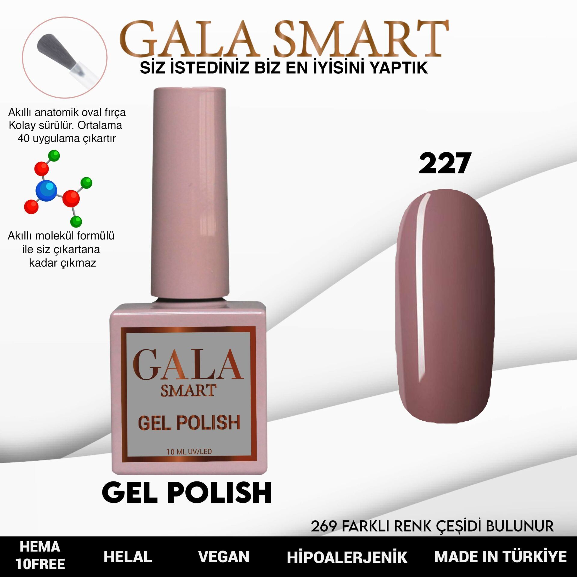Gala smart classic kalıcı oje 10 mle no:227