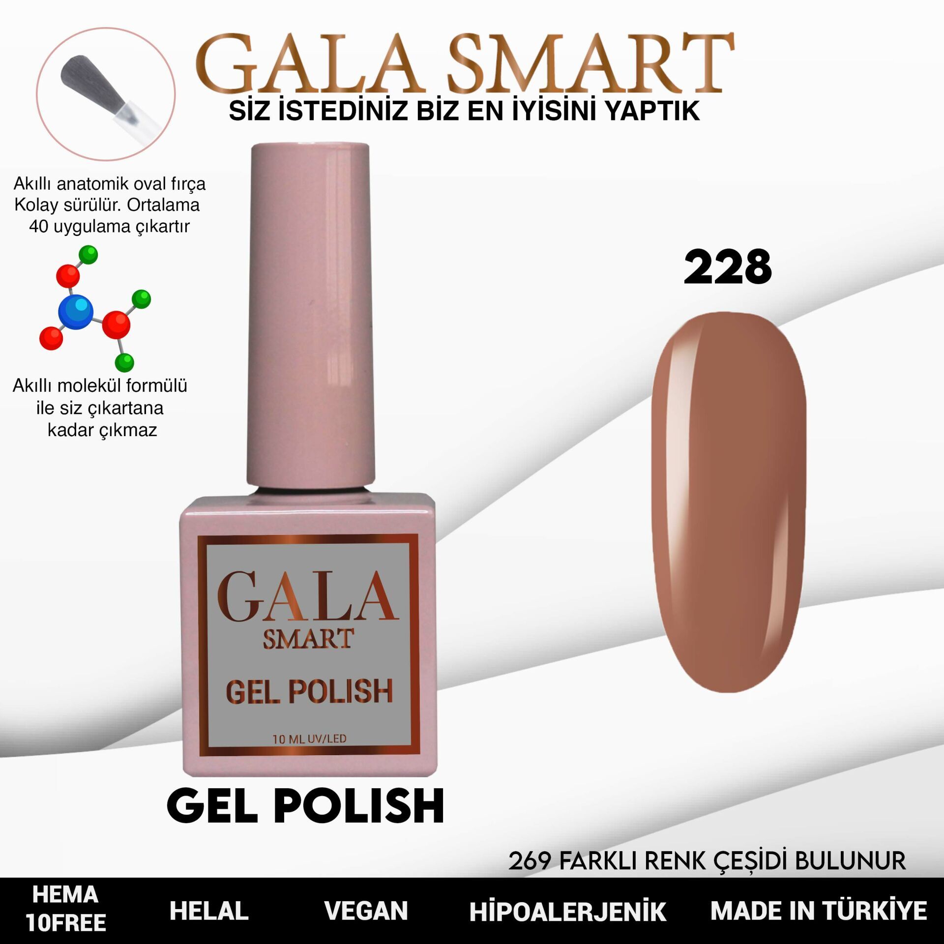Gala smart classic kalıcı oje 10 mle no:228