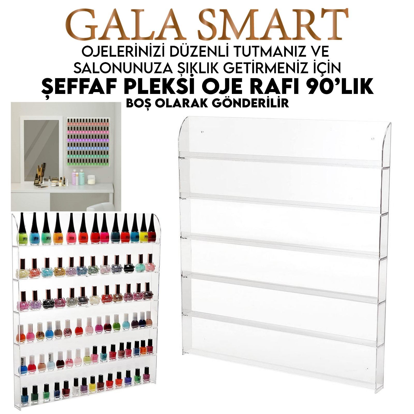 Oje rafı - şeffaf - 90 lı