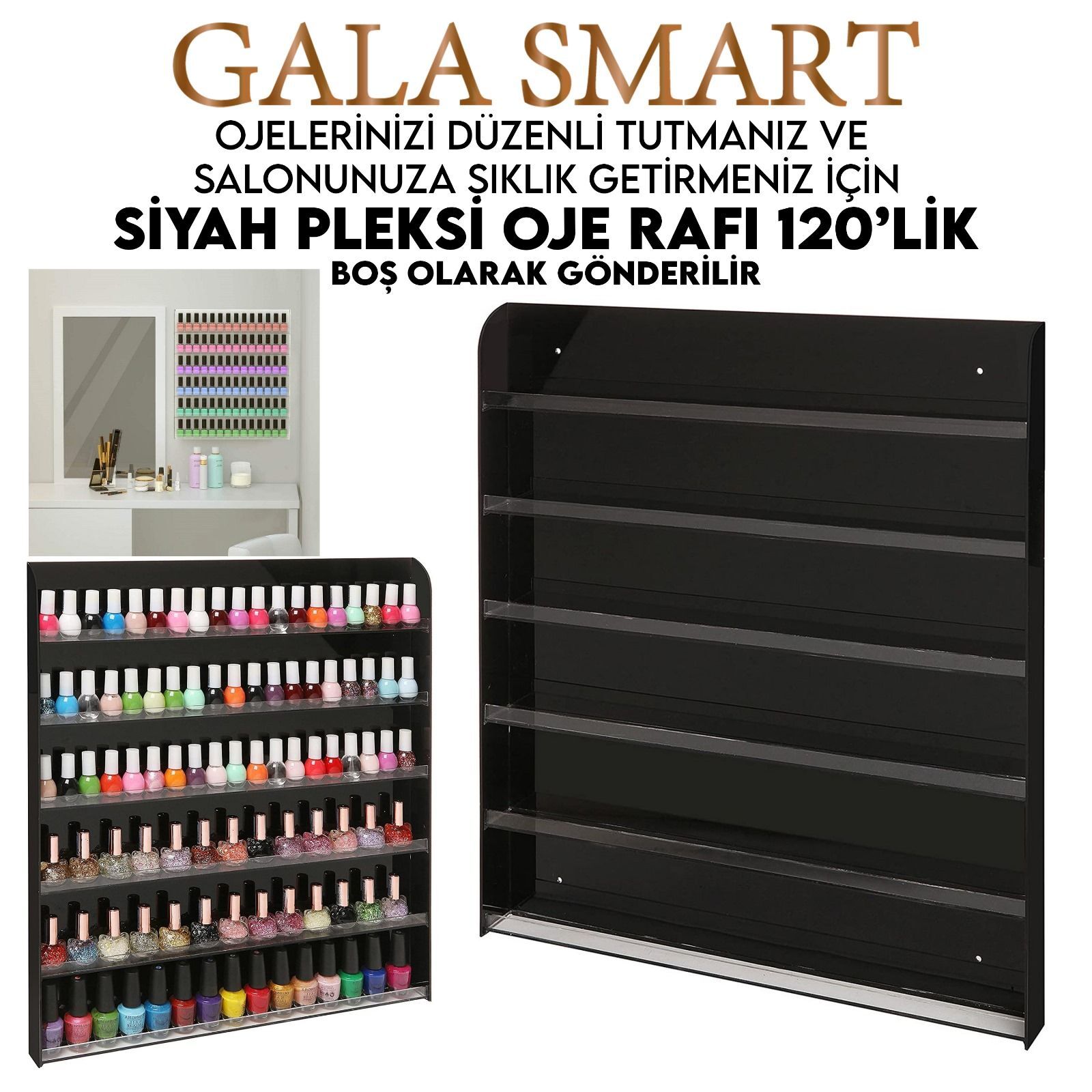 Oje rafı - siyah - 120 li