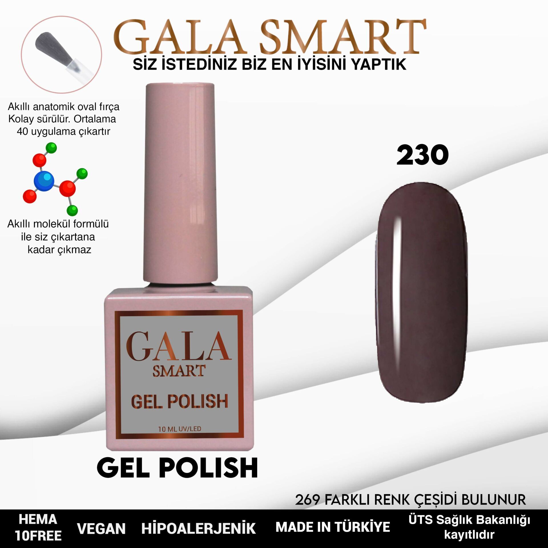 Gala smart classic kalıcı oje 10 mle no:230
