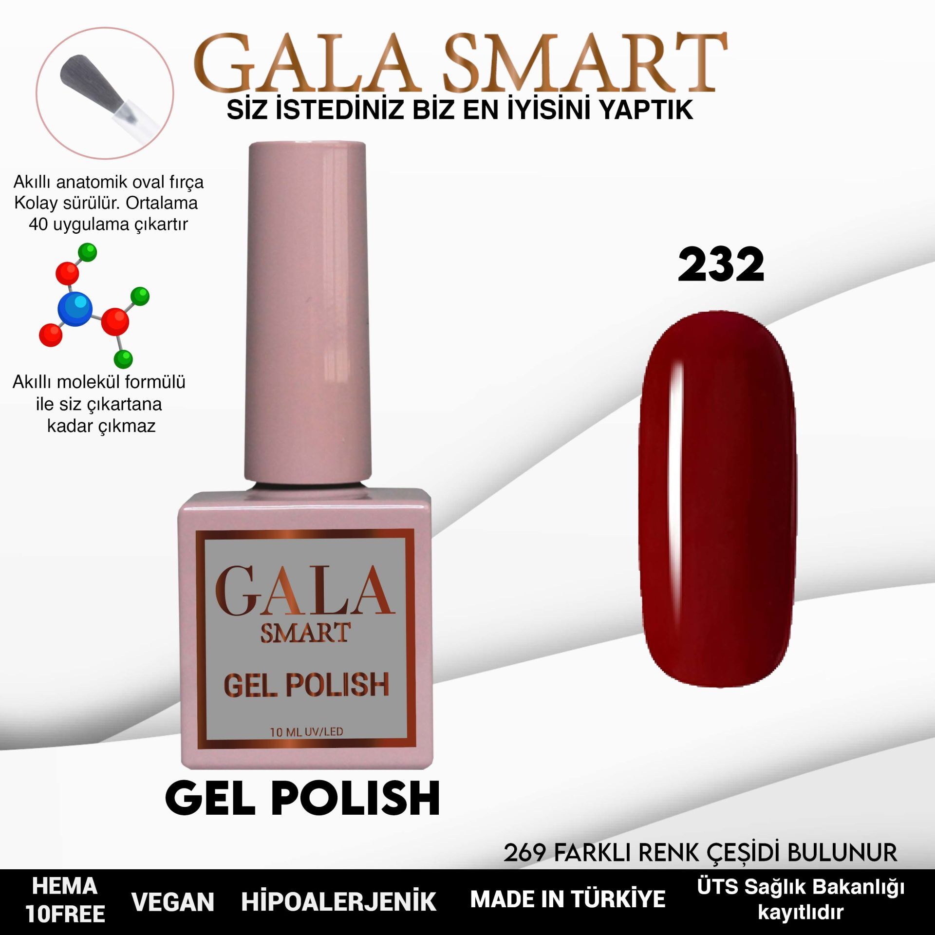 Gala smart classic kalıcı oje 10 mle no:232