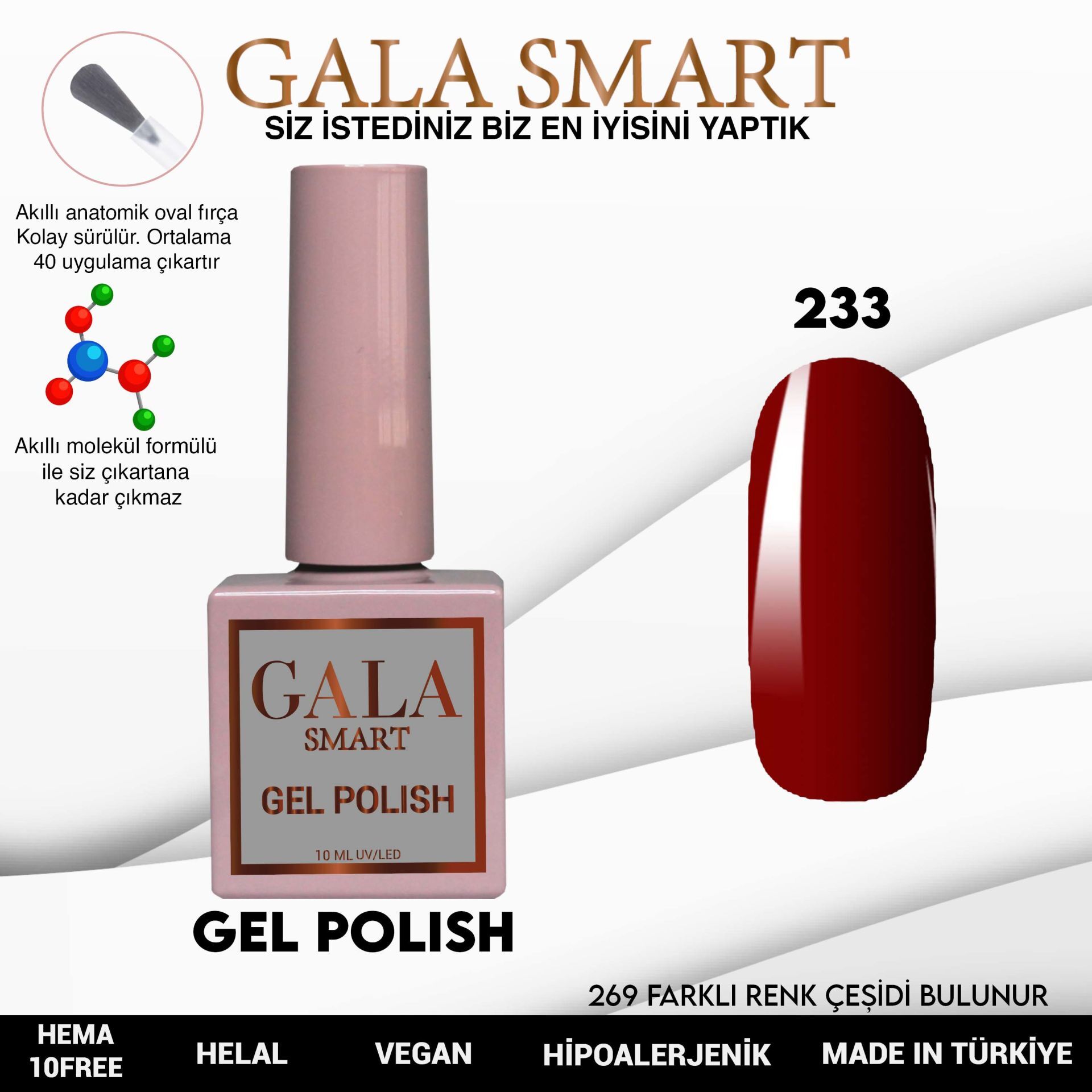 Gala smart classic kalıcı oje 10 mle no:233