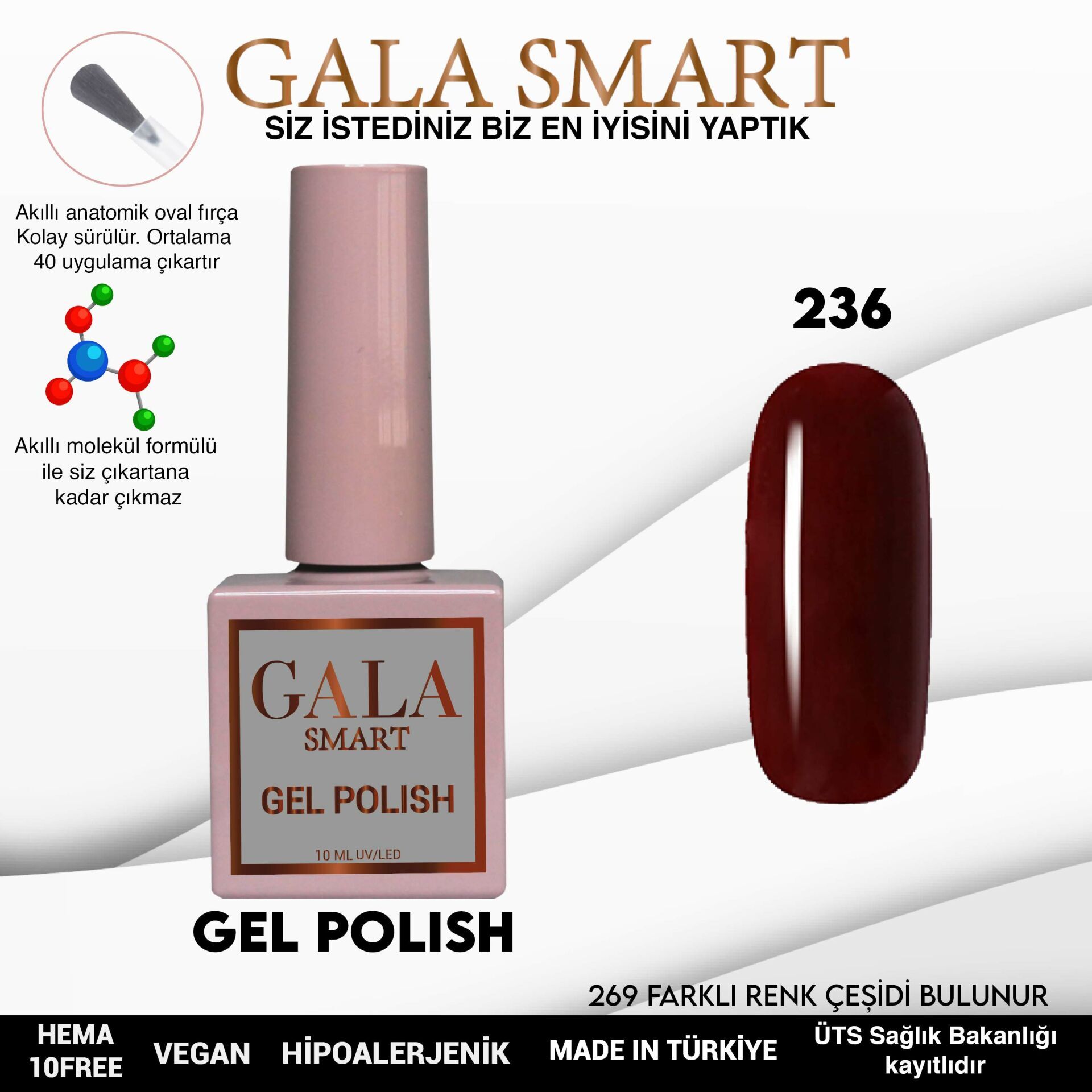 Gala smart classic kalıcı oje 10 mle no:236