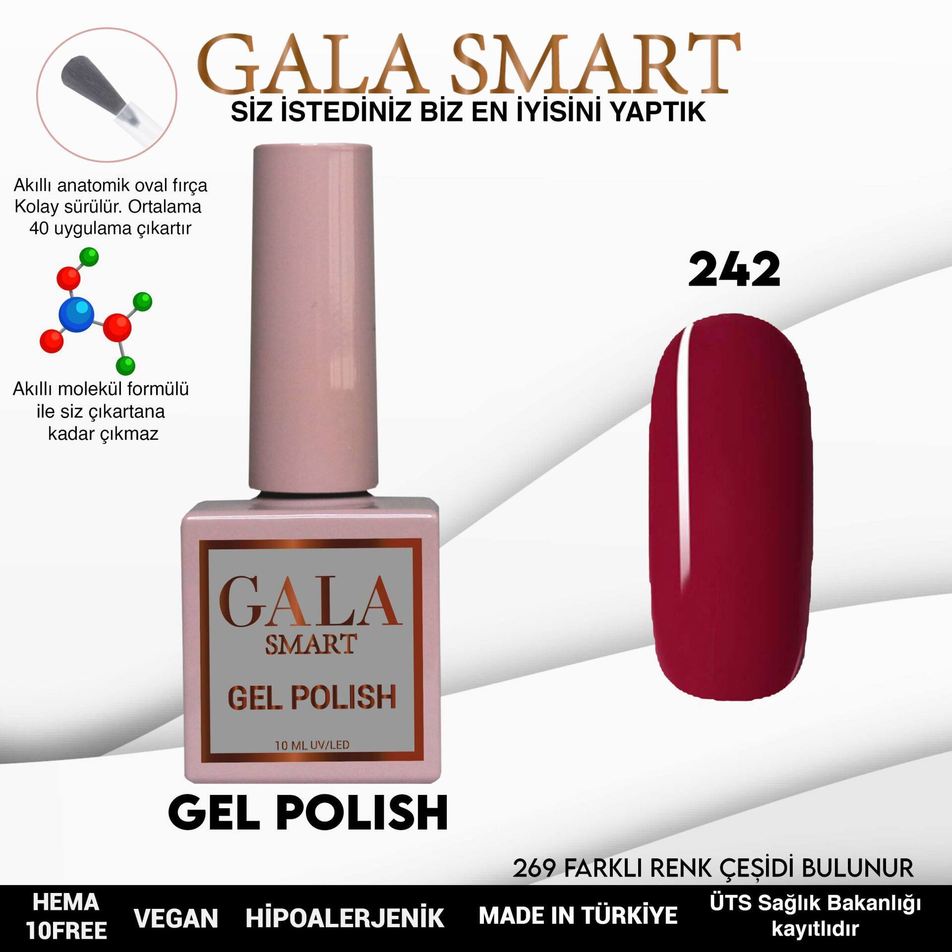 Gala smart classic kalıcı oje 10 mle no:242