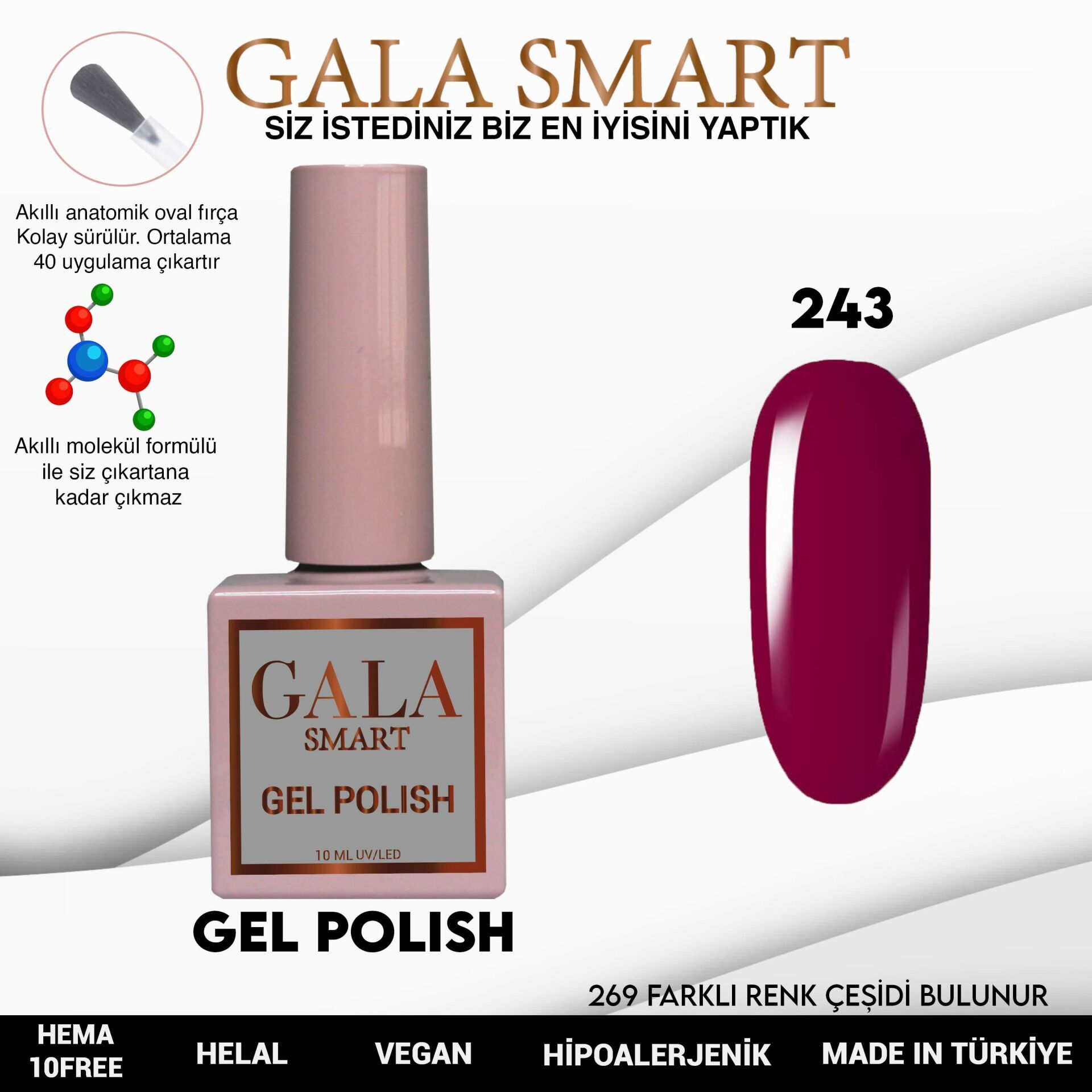 Gala smart classic kalıcı oje 10 mle no:243