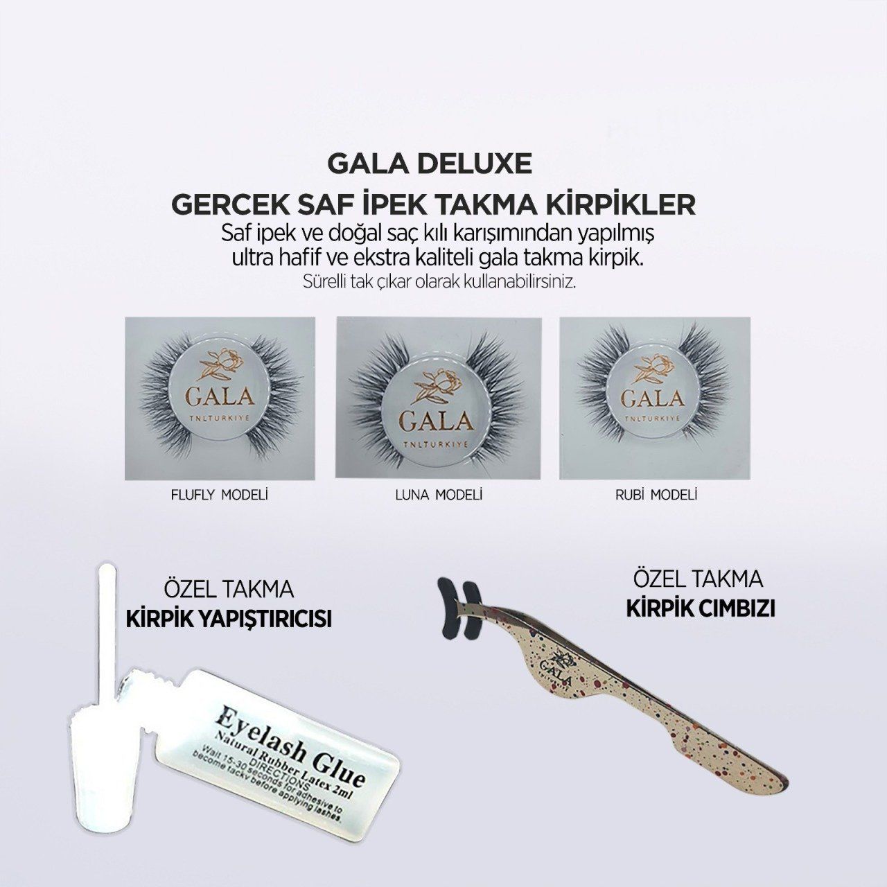 GALA DELUX SAF İPEK TAKMA KİRPİK 3 LÜ TAKIM