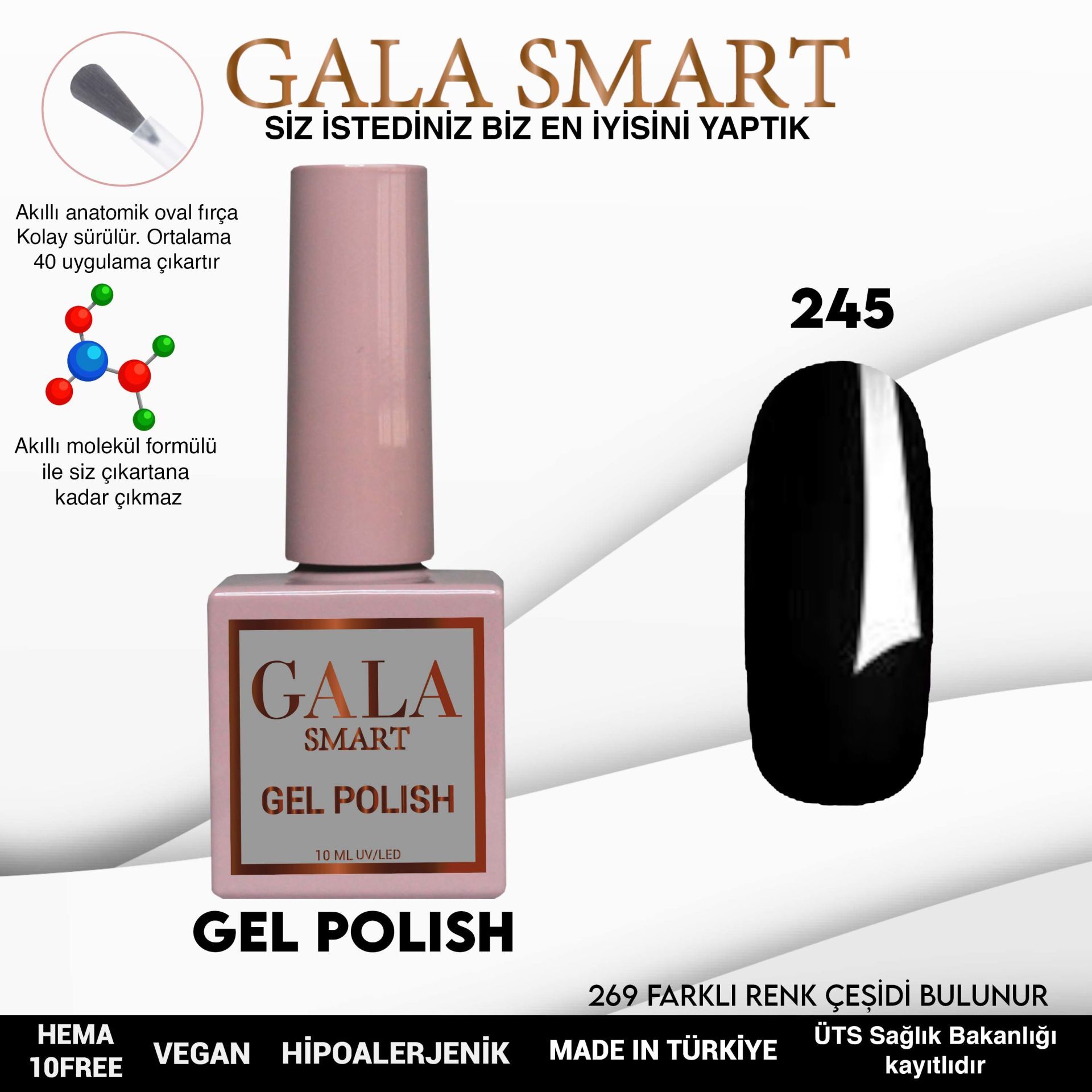 Gala smart classic kalıcı oje 10 mle no:245