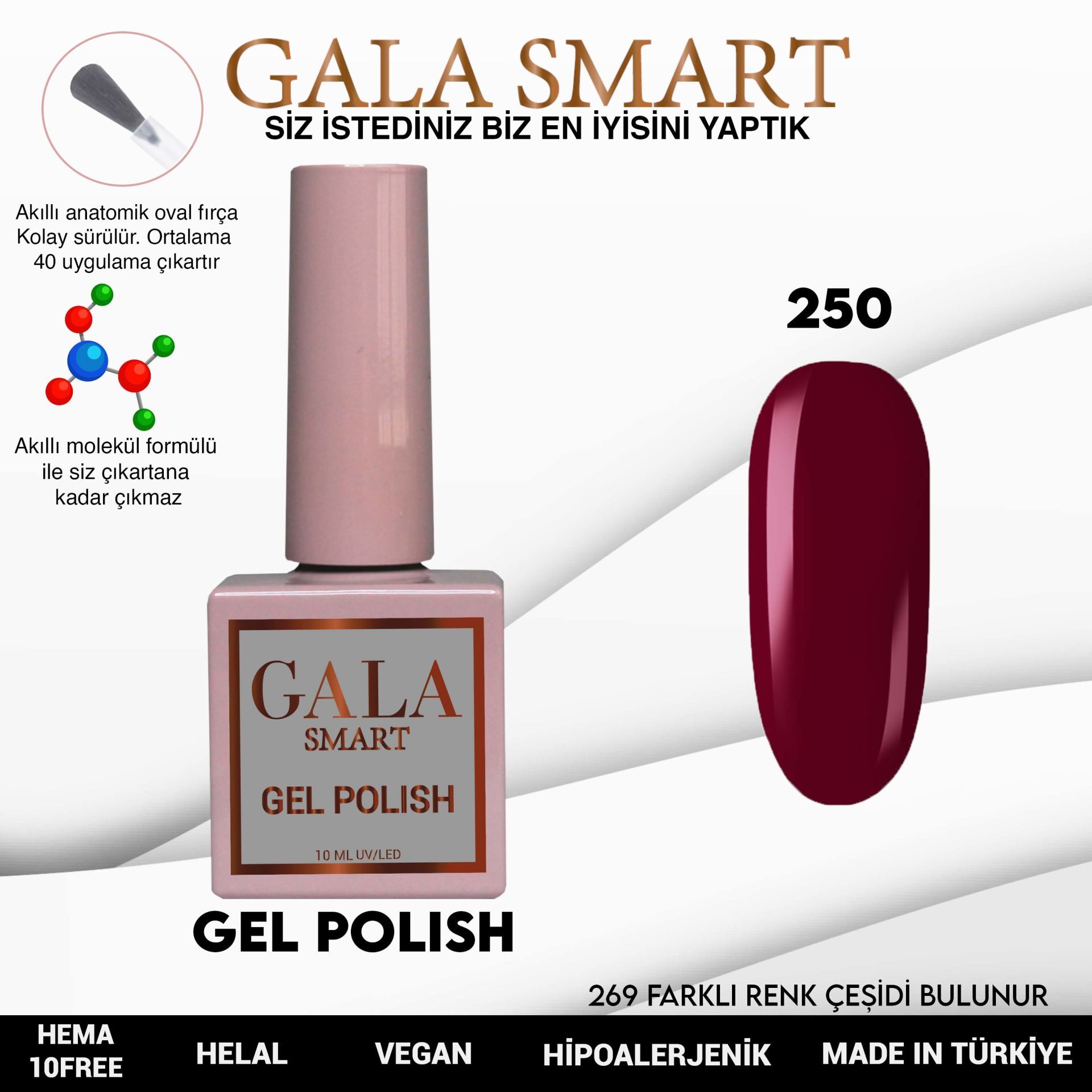 Gala smart classic kalıcı oje 10 mle no:250