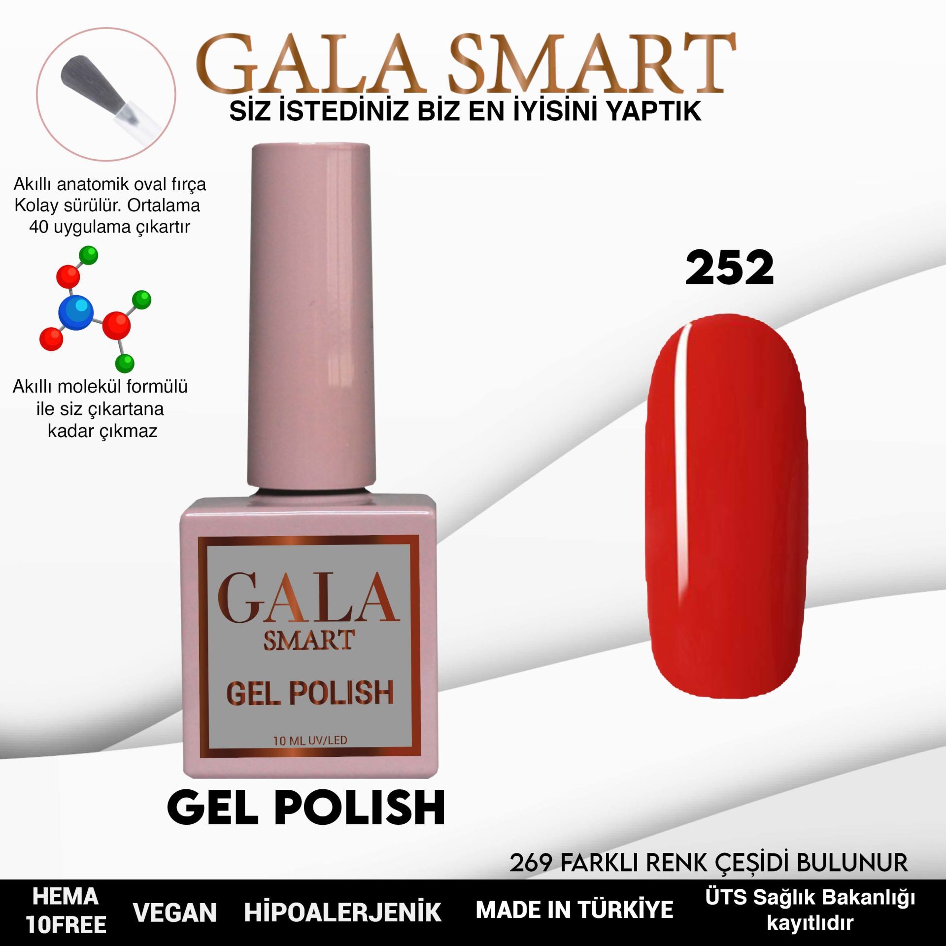 Gala smart classic kalıcı oje 10 mle no:252