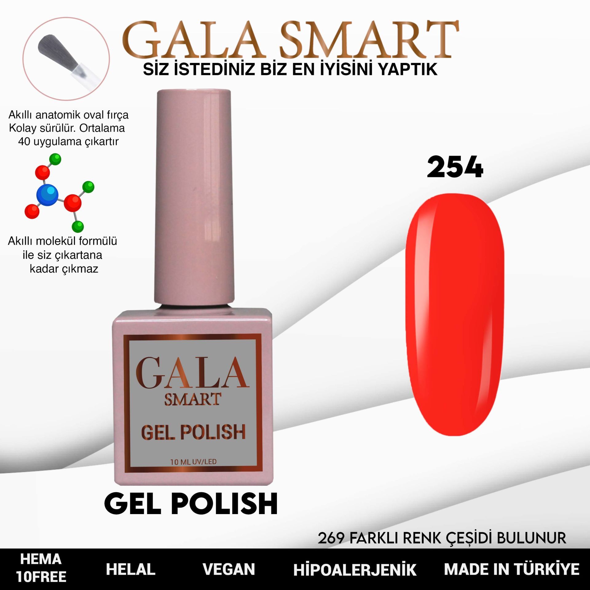 Gala smart classic kalıcı oje 10 mle no:254