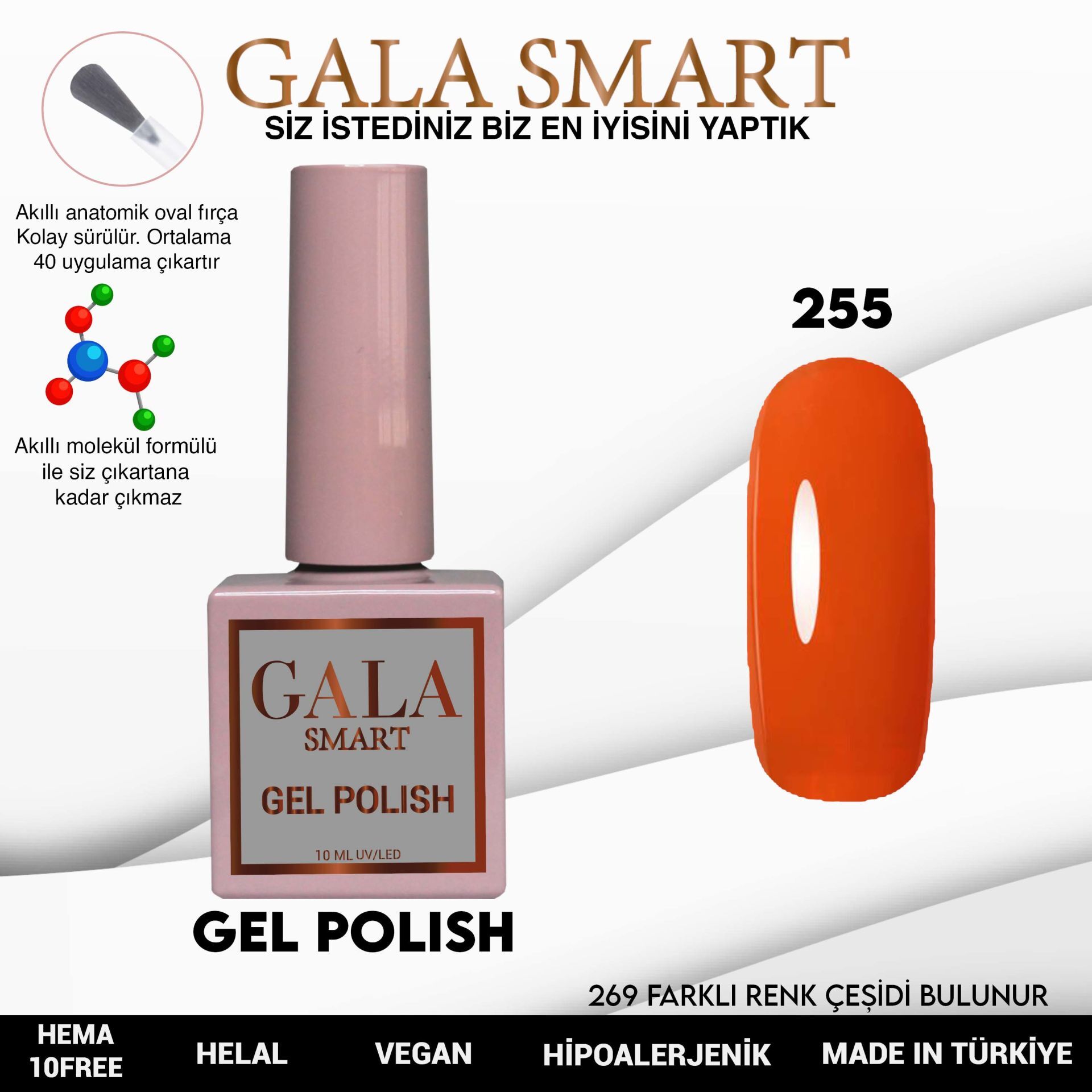 Gala smart classic kalıcı oje 10 mle no:255