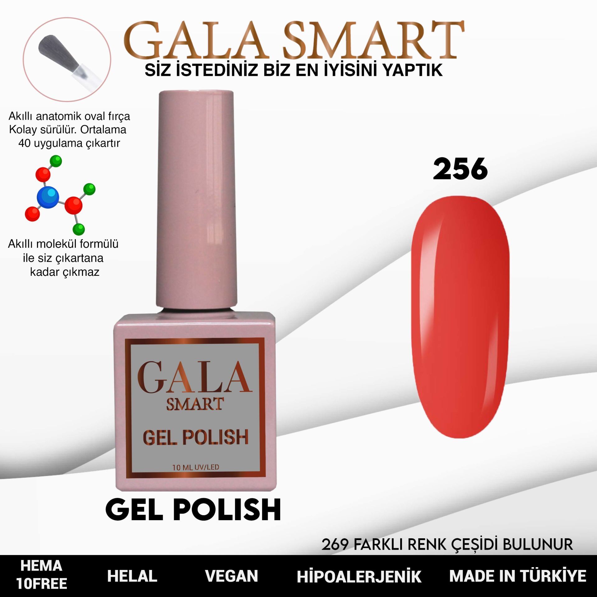 Gala smart classic kalıcı oje 10 mle no:256