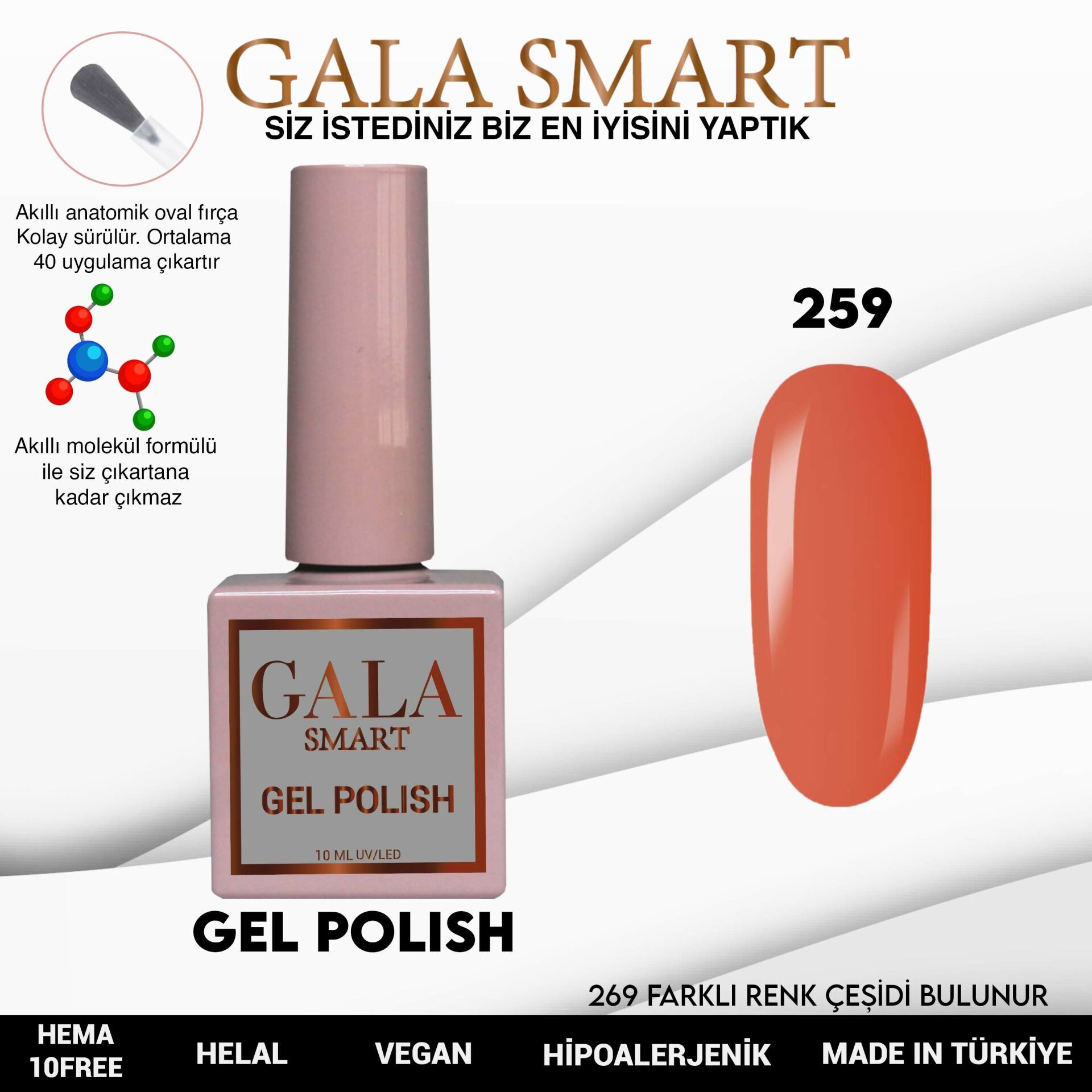 Gala smart classic kalıcı oje 10 mle no:259