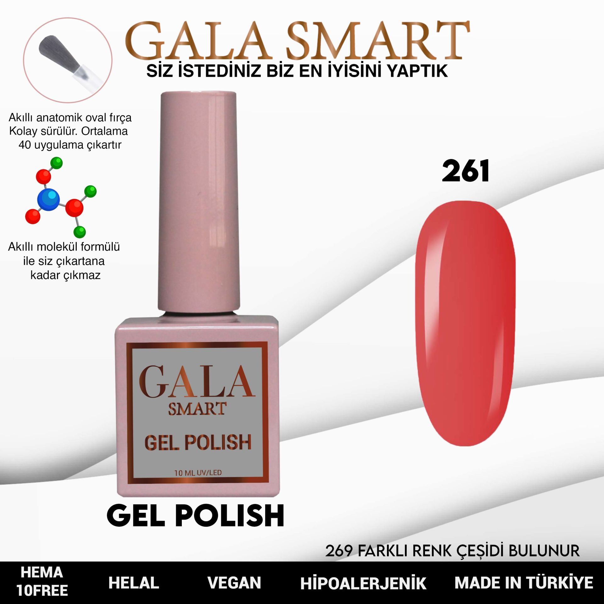 Gala smart classic kalıcı oje 10 mle no:261