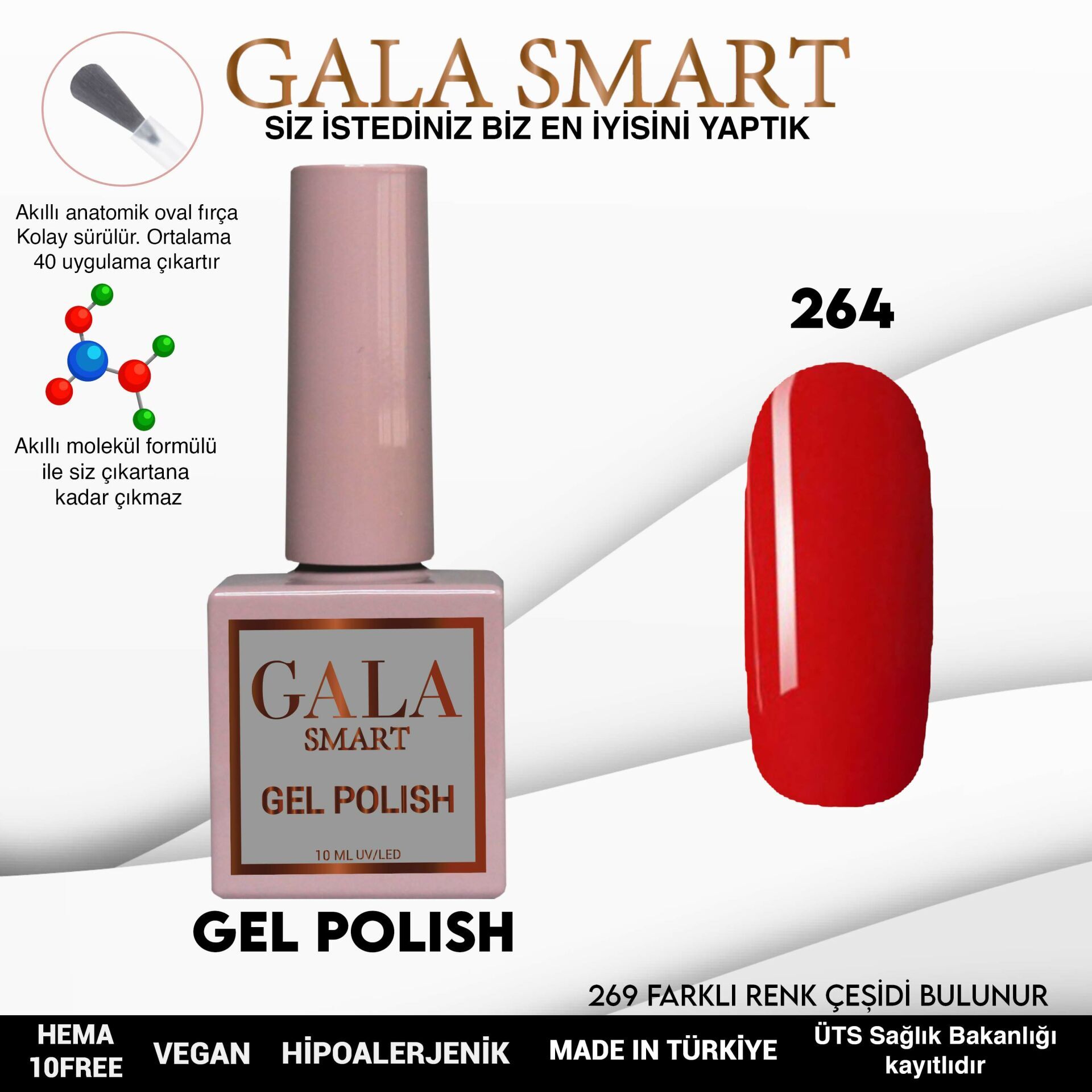 Gala smart classic kalıcı oje 10 mle no:264