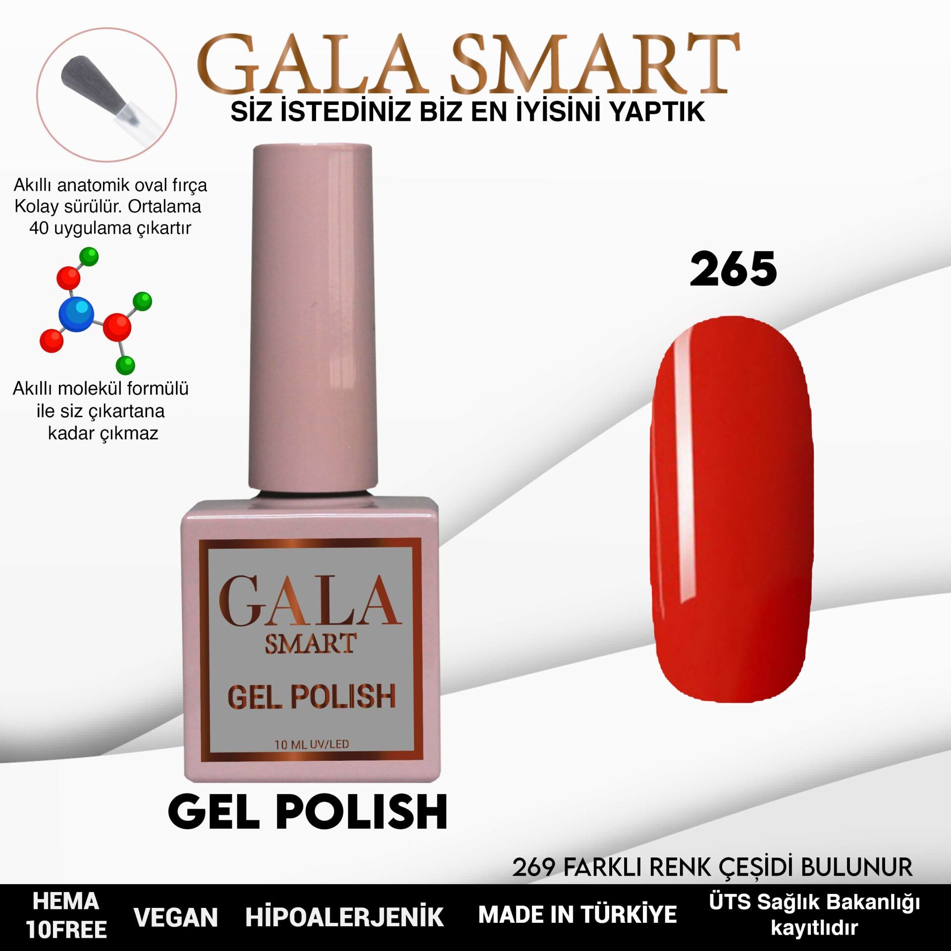 Gala smart classic kalıcı oje 10 mle no:265
