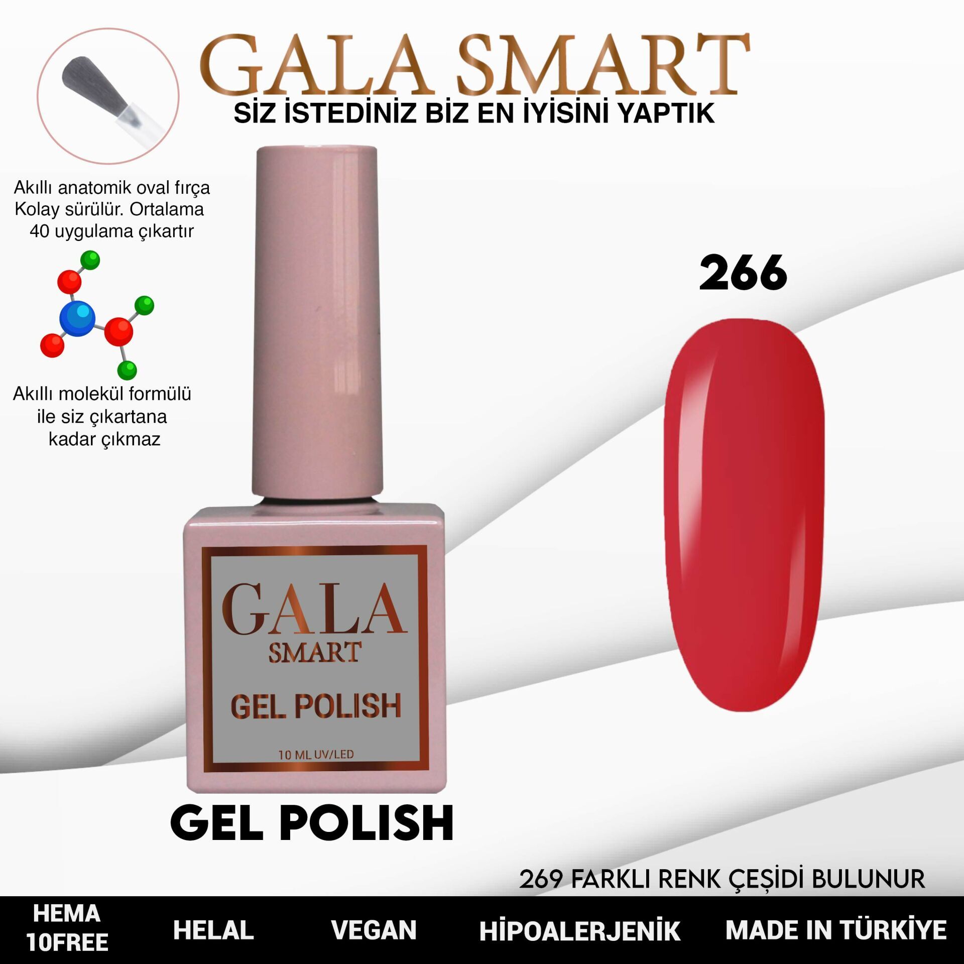 Gala smart classic kalıcı oje 10 mle no:266