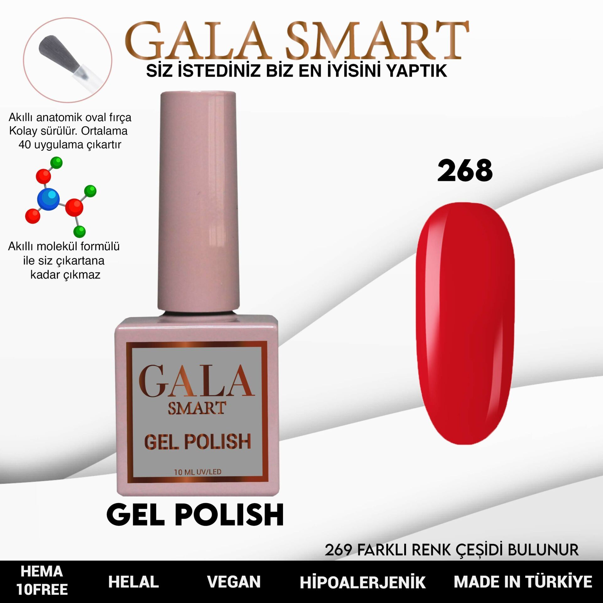 Gala smart classic kalıcı oje 10 mle no:268