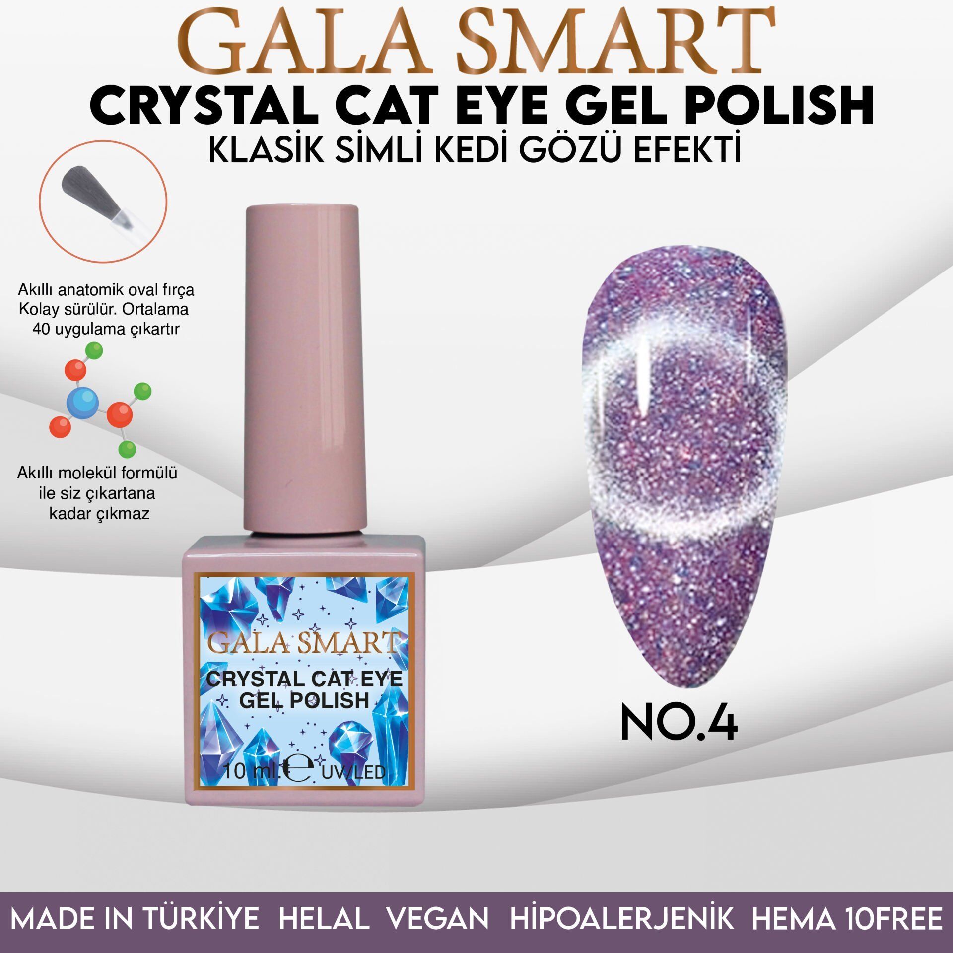 Crystal cat eye gel polısh 10 ml no:04