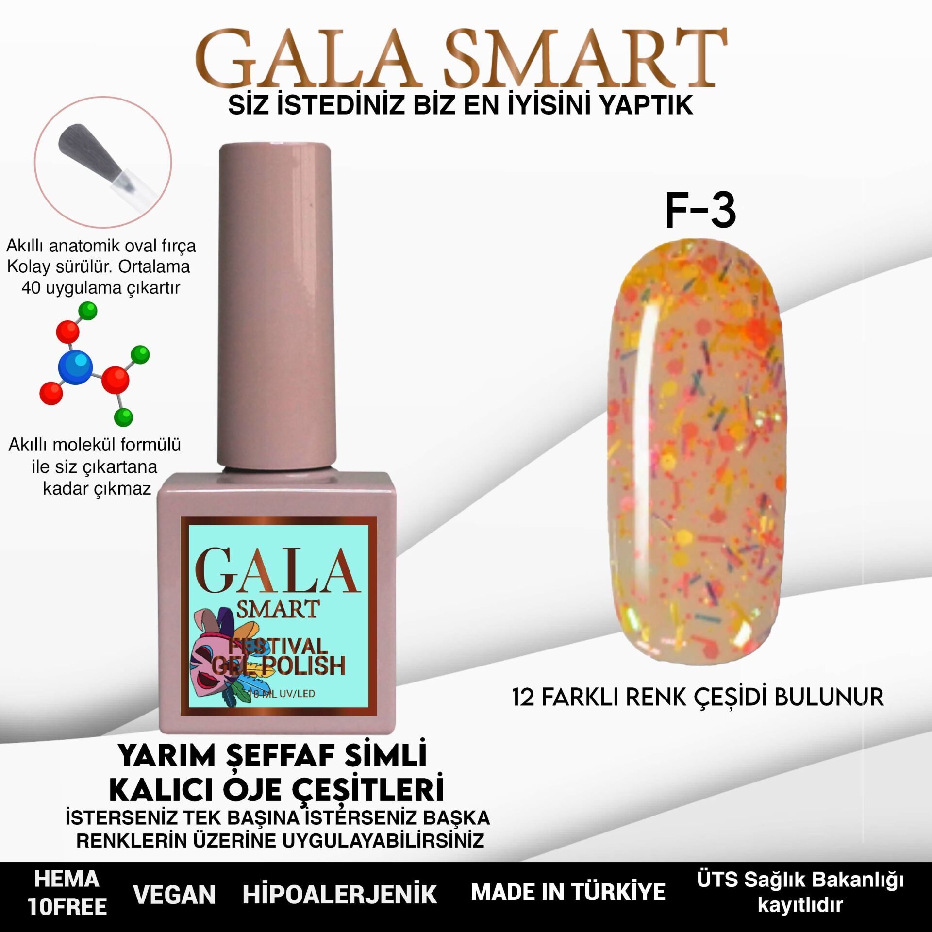 Gala smart festival kalıcı oje 10 ml f3