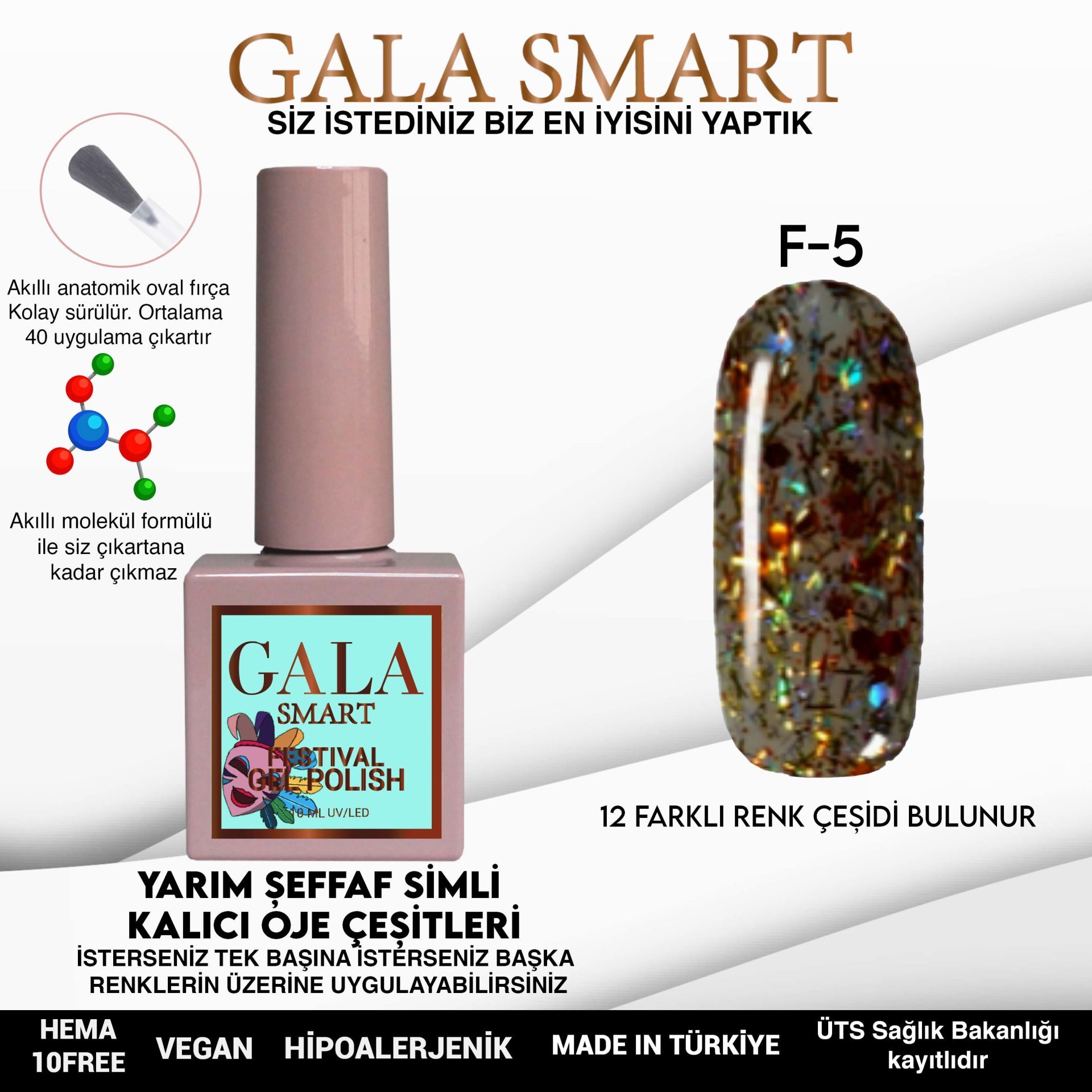 Gala smart festival kalıcı oje 10 ml f5