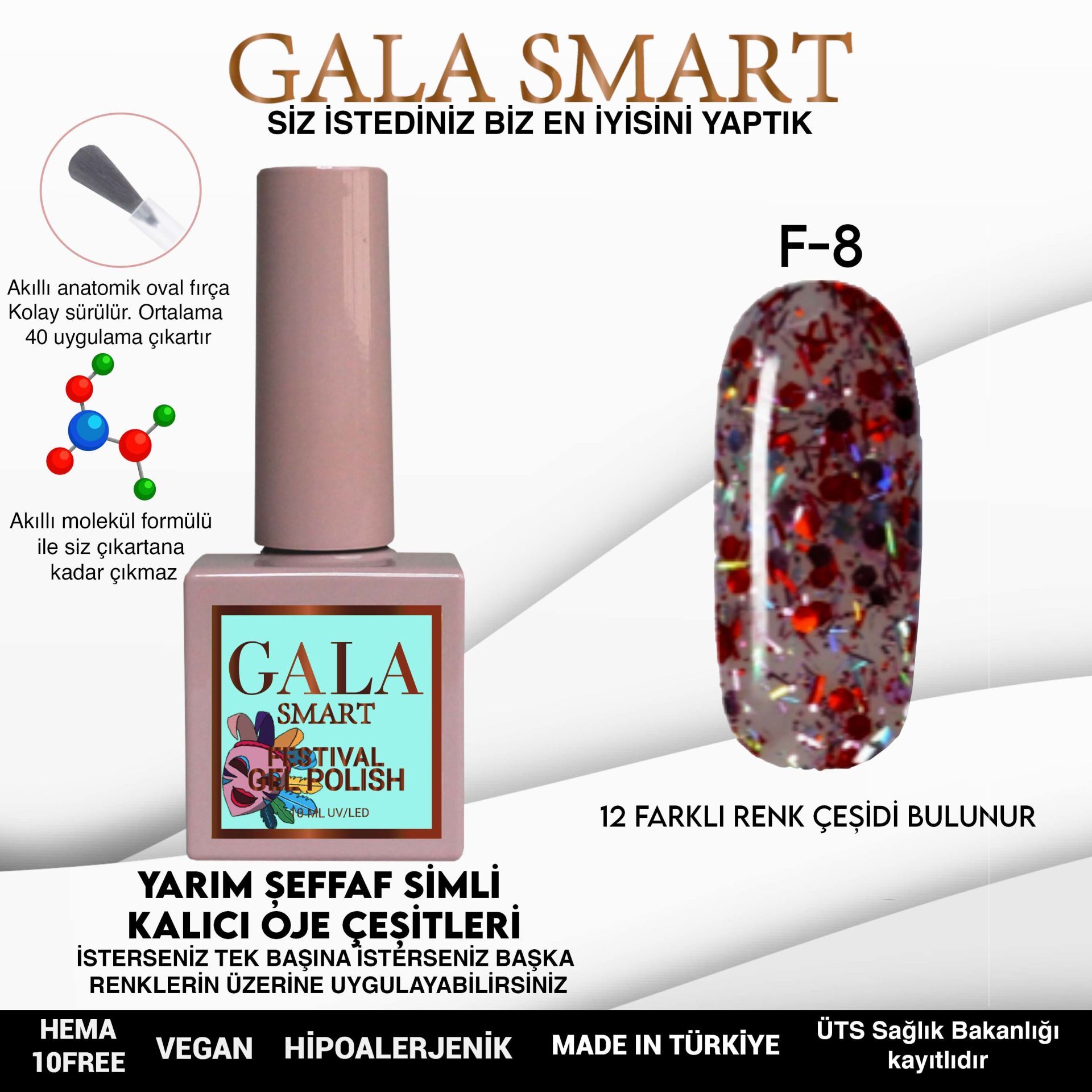 Gala smart festival kalıcı oje 10 ml f8