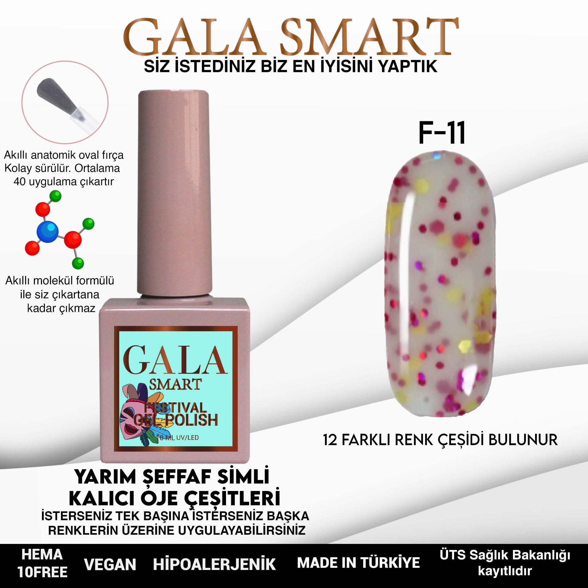 Gala smart festival kalıcı oje 10 ml f11