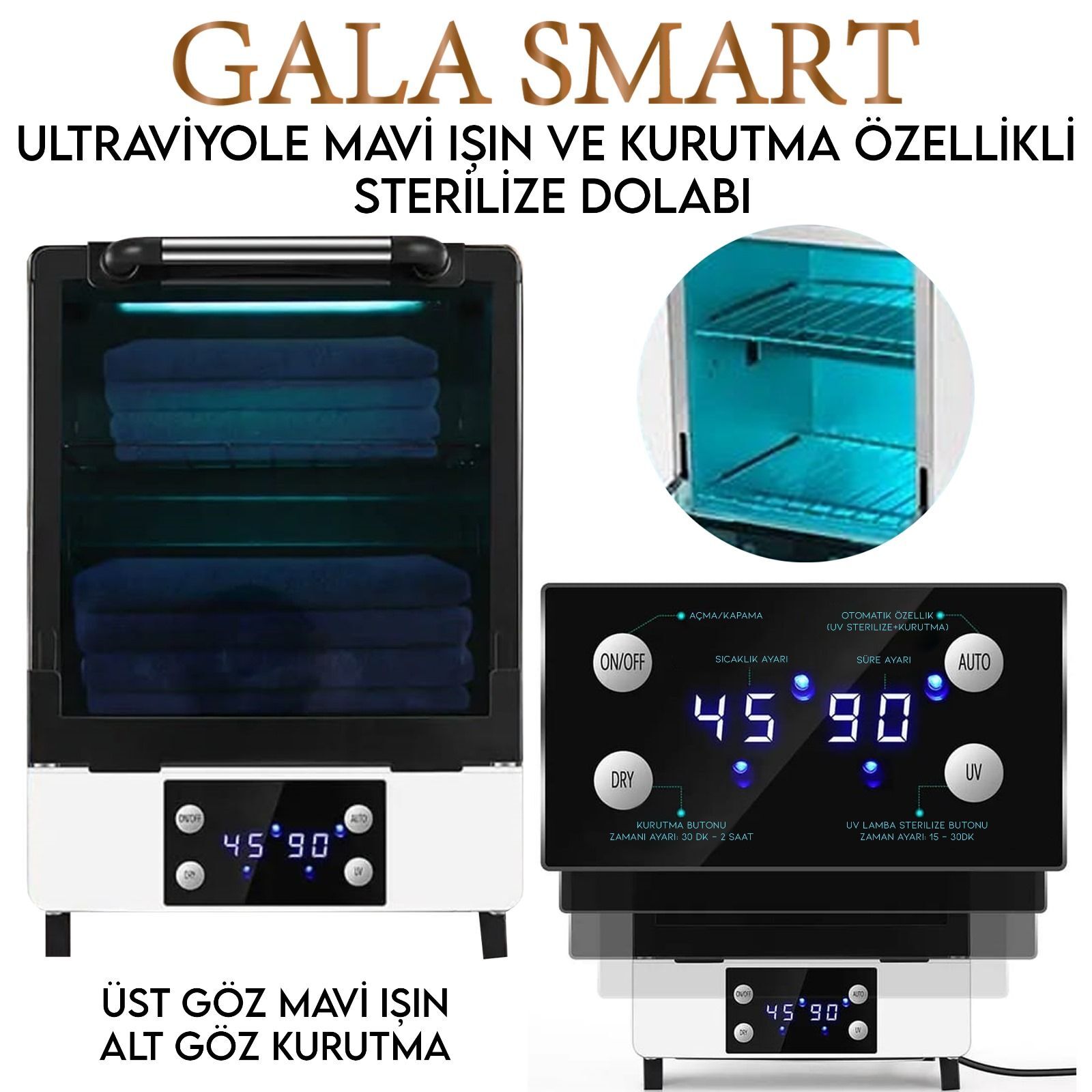 Sterilize dolabı - ultraviyole mavi ışın ve kurutma özellikli