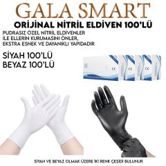 NİTRİL ELDİVEN 100 LÜ PAKET - BEYAZ RENK - L BEDEN