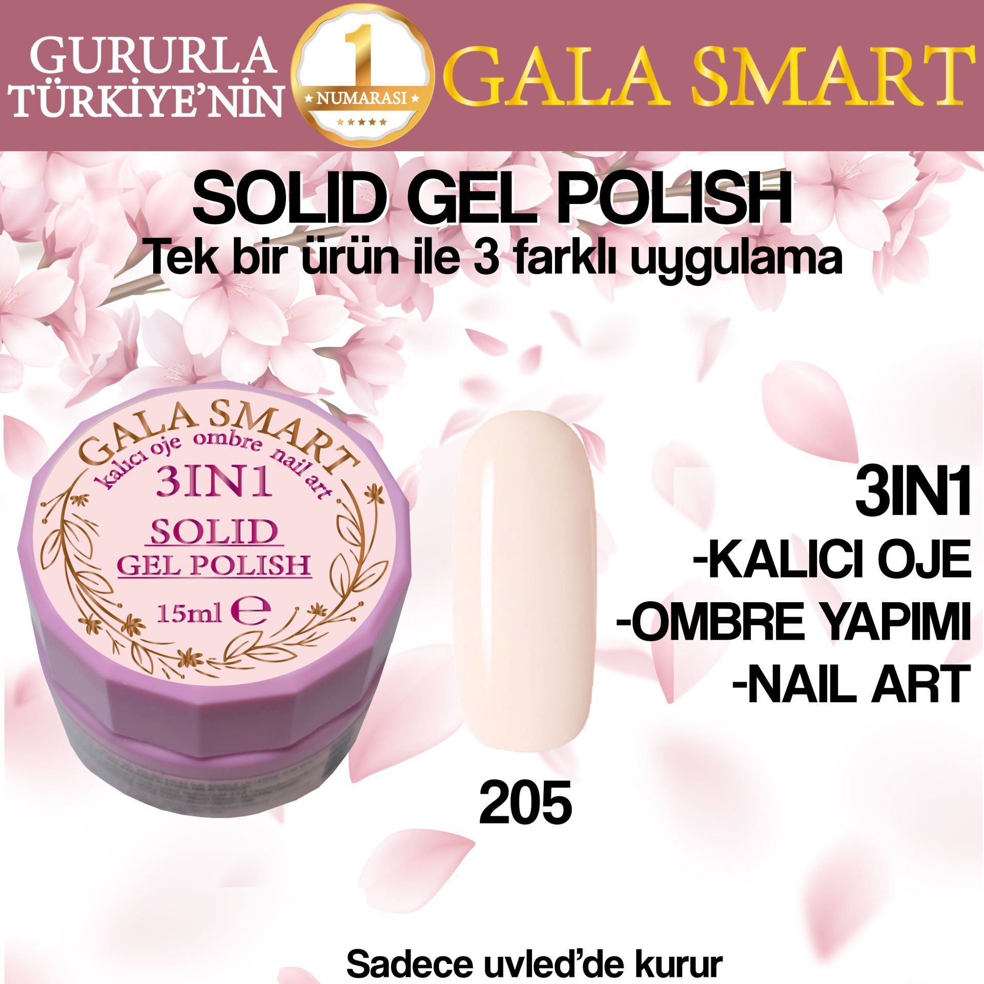 Gala solıd gel polısh 15 ml no 205
