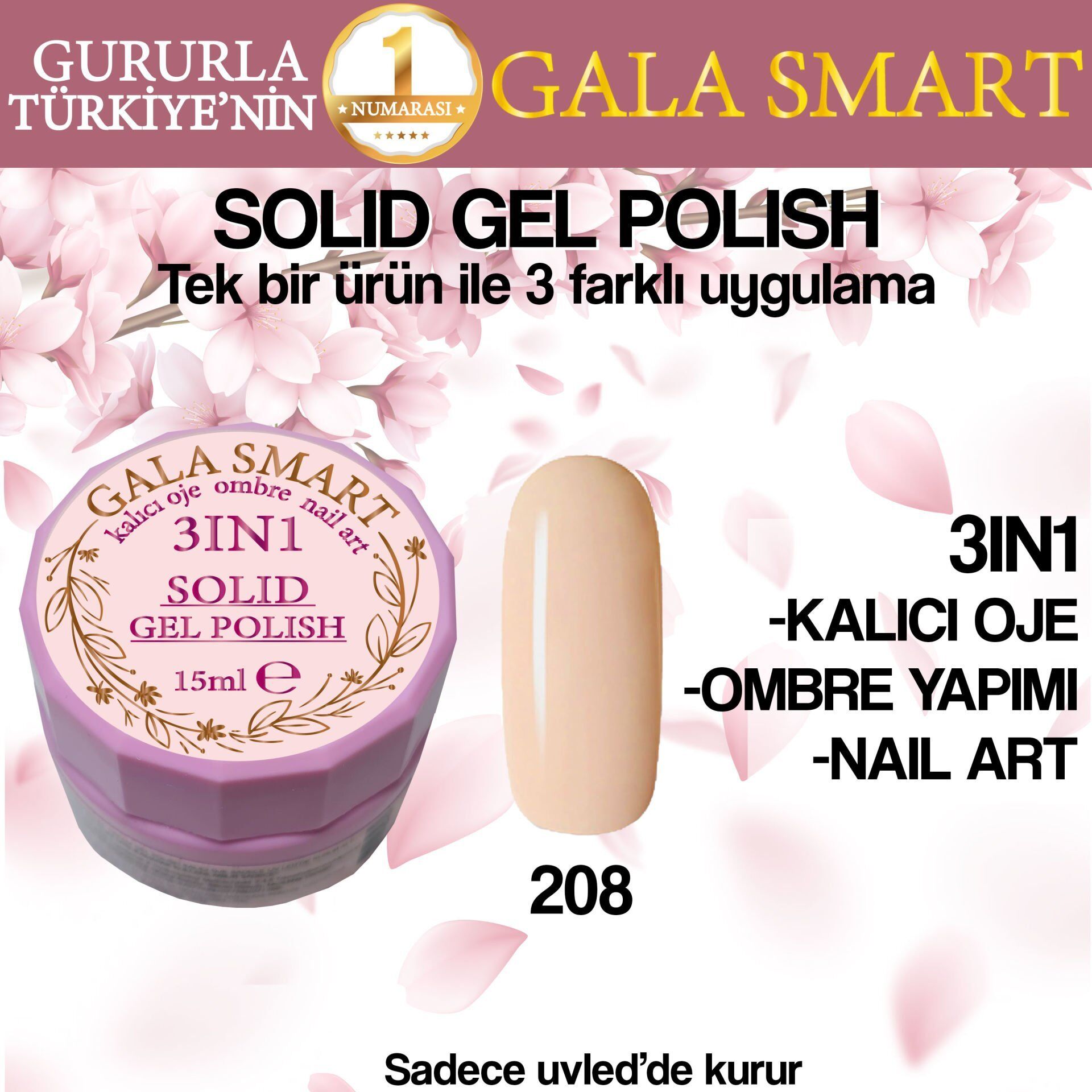 Gala solıd gel polısh 15 ml no 208