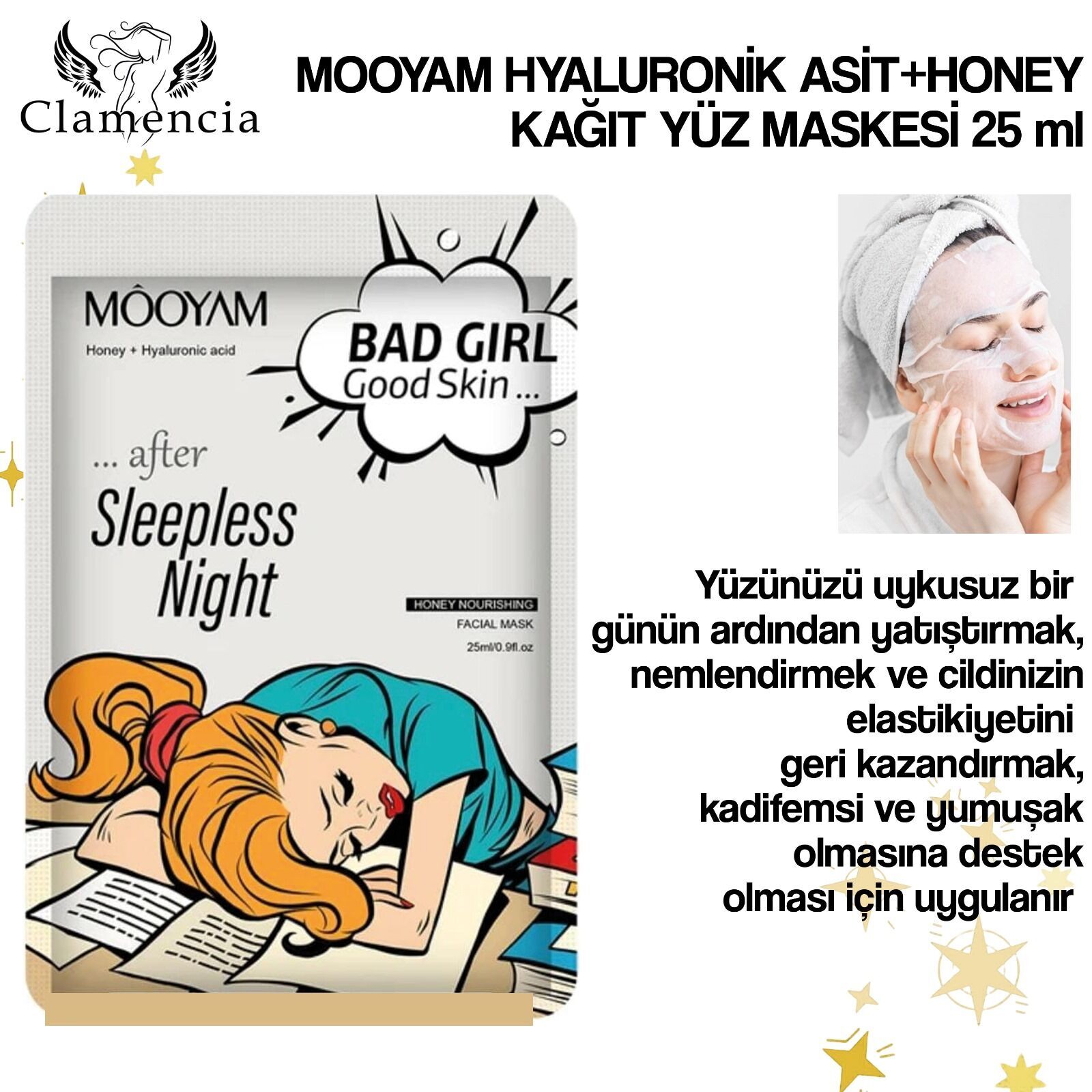 MOOYAM Girls Serias Honey+Hyaluronic Acit Kağıt Yüz Maskesi