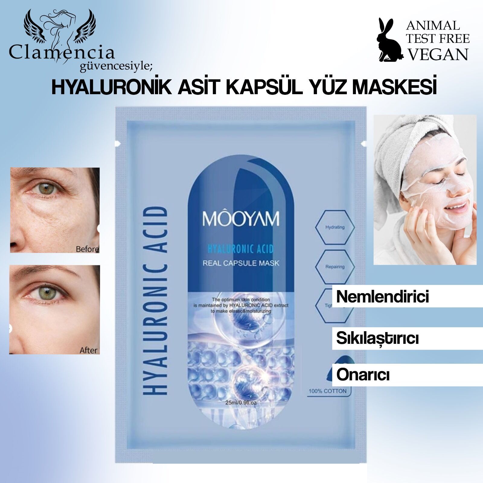 MOOYAM Capsule Mask Hyaluronic Acit Kağıt Yüz Maskesi