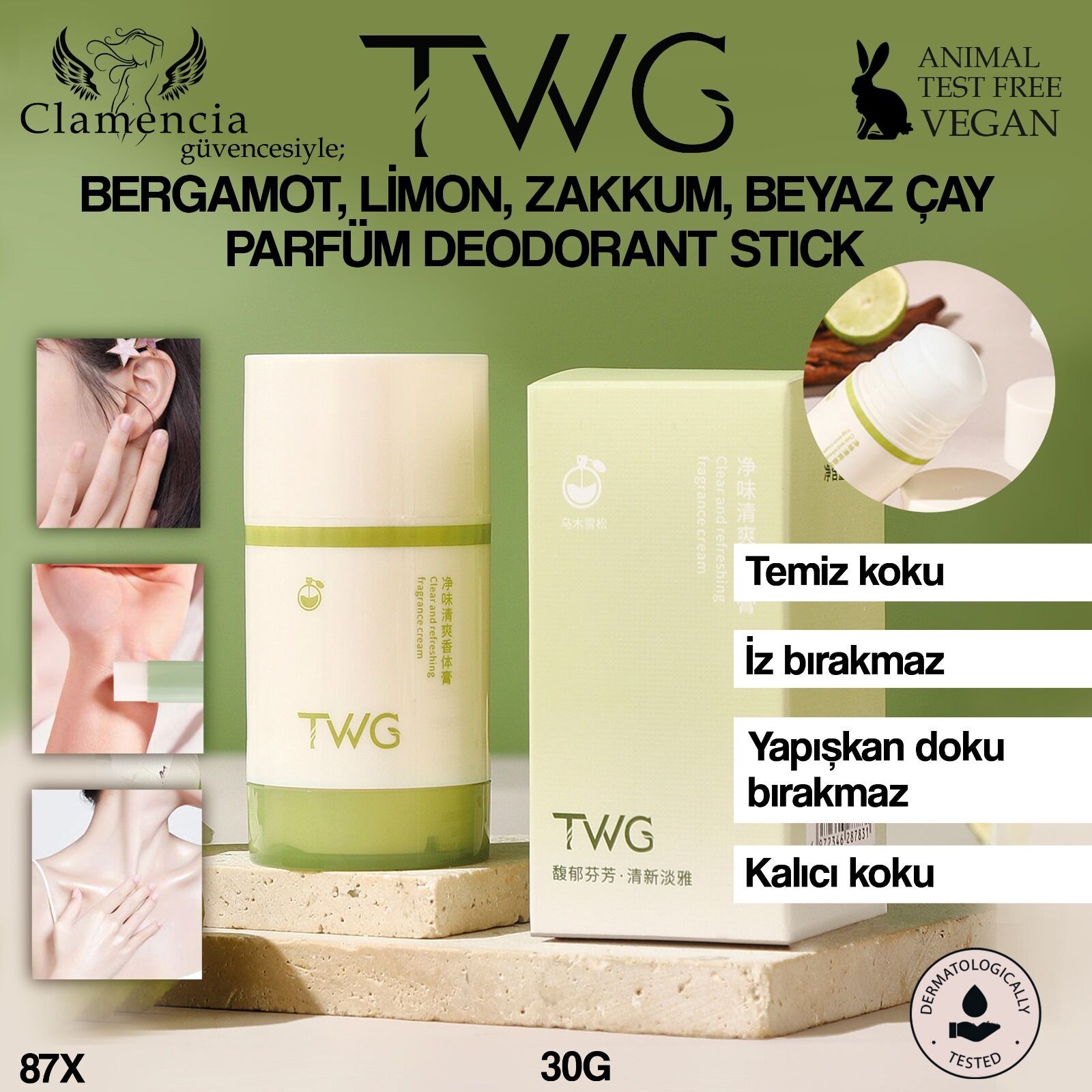 Uzun Ömürlü Çiçek Kokulu Deodorant 30ml Yeşil No:8783